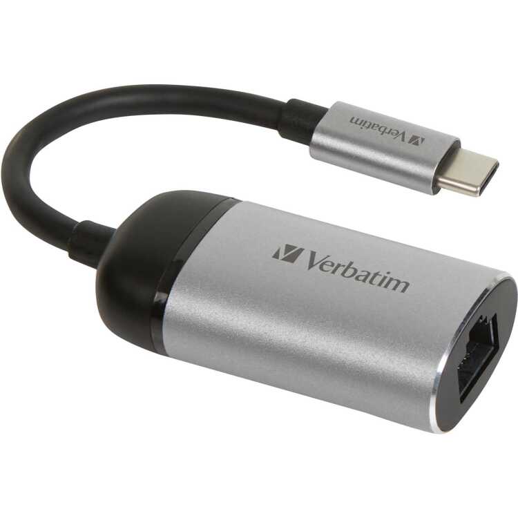 Verbatim USB 3.2 Gen 1 adapter, USB-C > RJ-45 adapter 10cm, Gigabit LAN 10/100/1000 Mbit/s