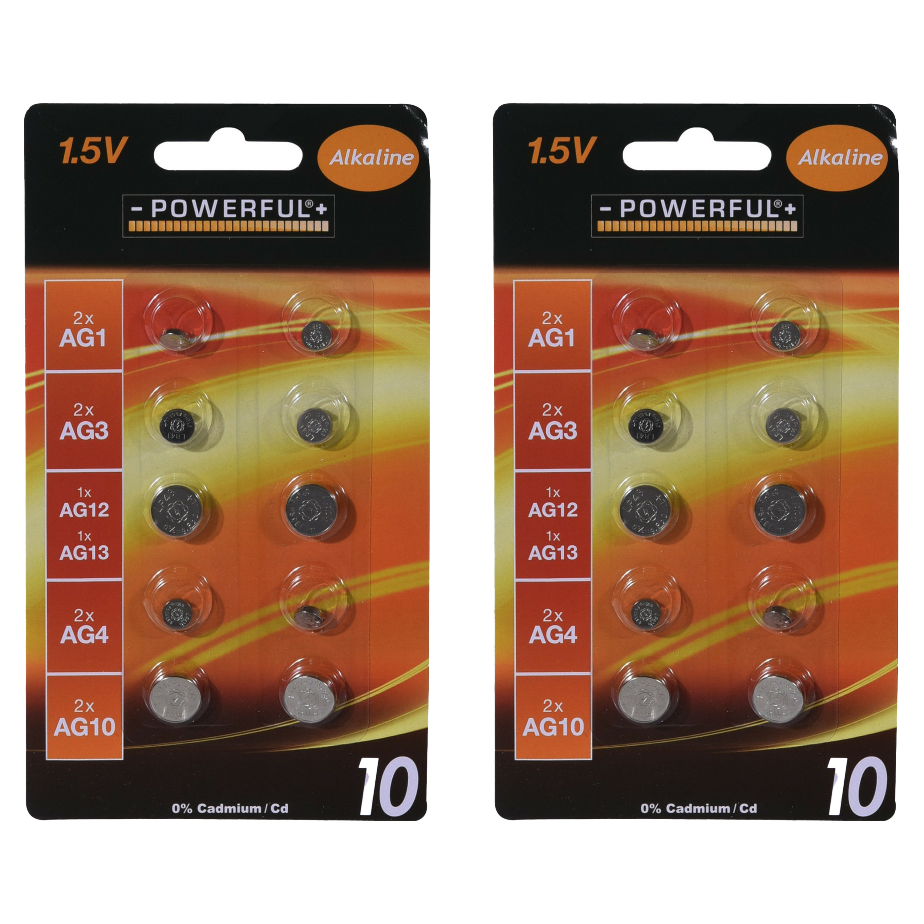 Powerful Batterijen knoopcel - assorti formaten mix - 20x stuks - Alkaline -
