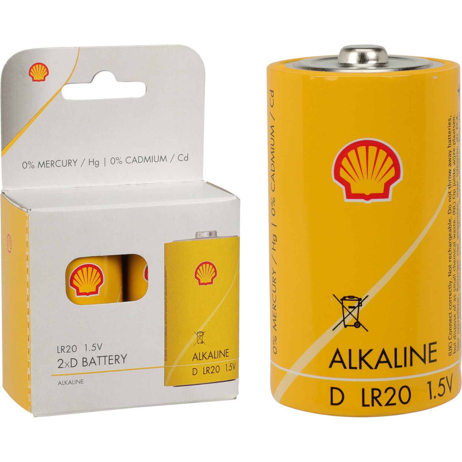 Shell Batterijen - type LR20 - 2x stuks - Alkaline - Longlife -