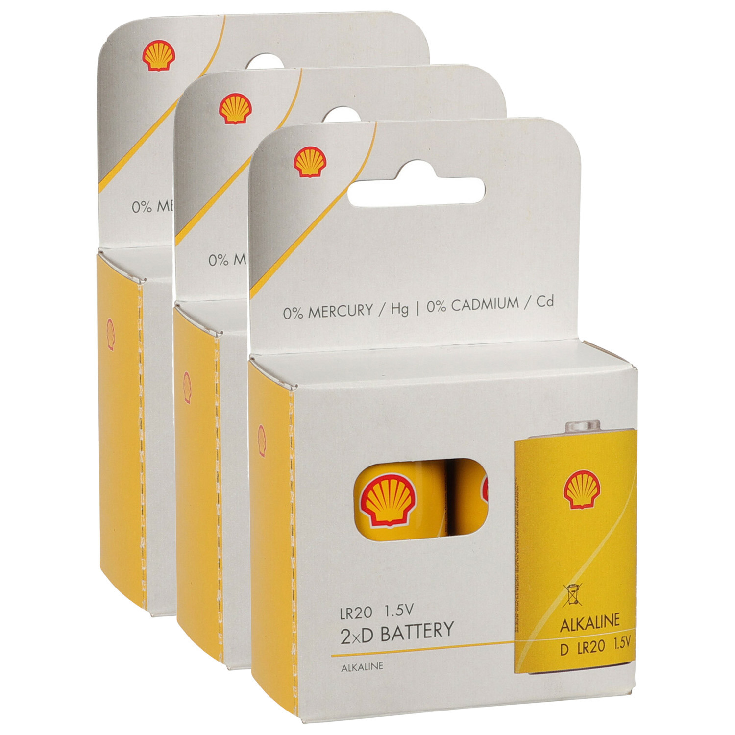 Shell Batterijen - type LR20 - 6x stuks - Alkaline - Longlife -