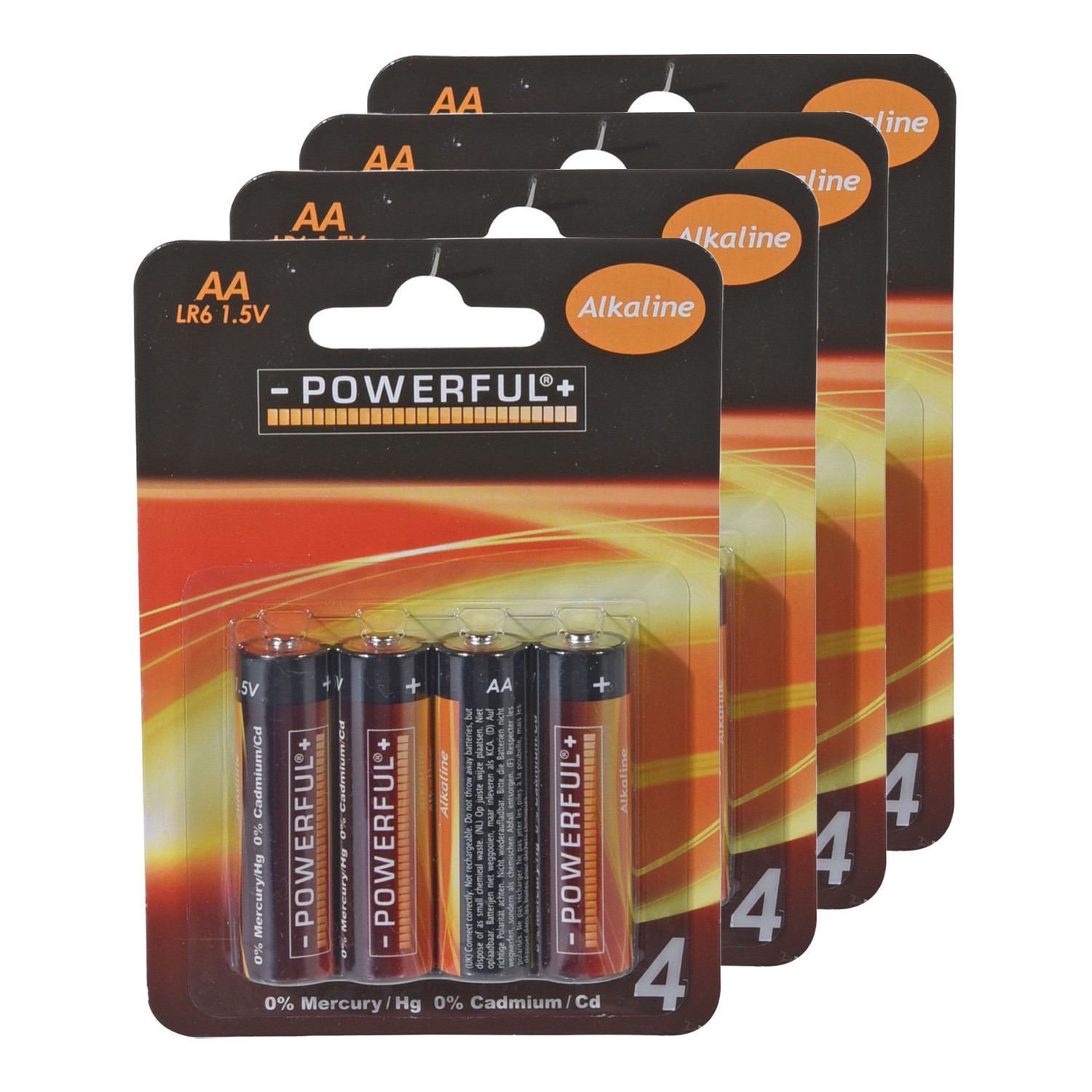 Powerful Batterijen Penlite - AA type - 16x stuks - Alkaline -