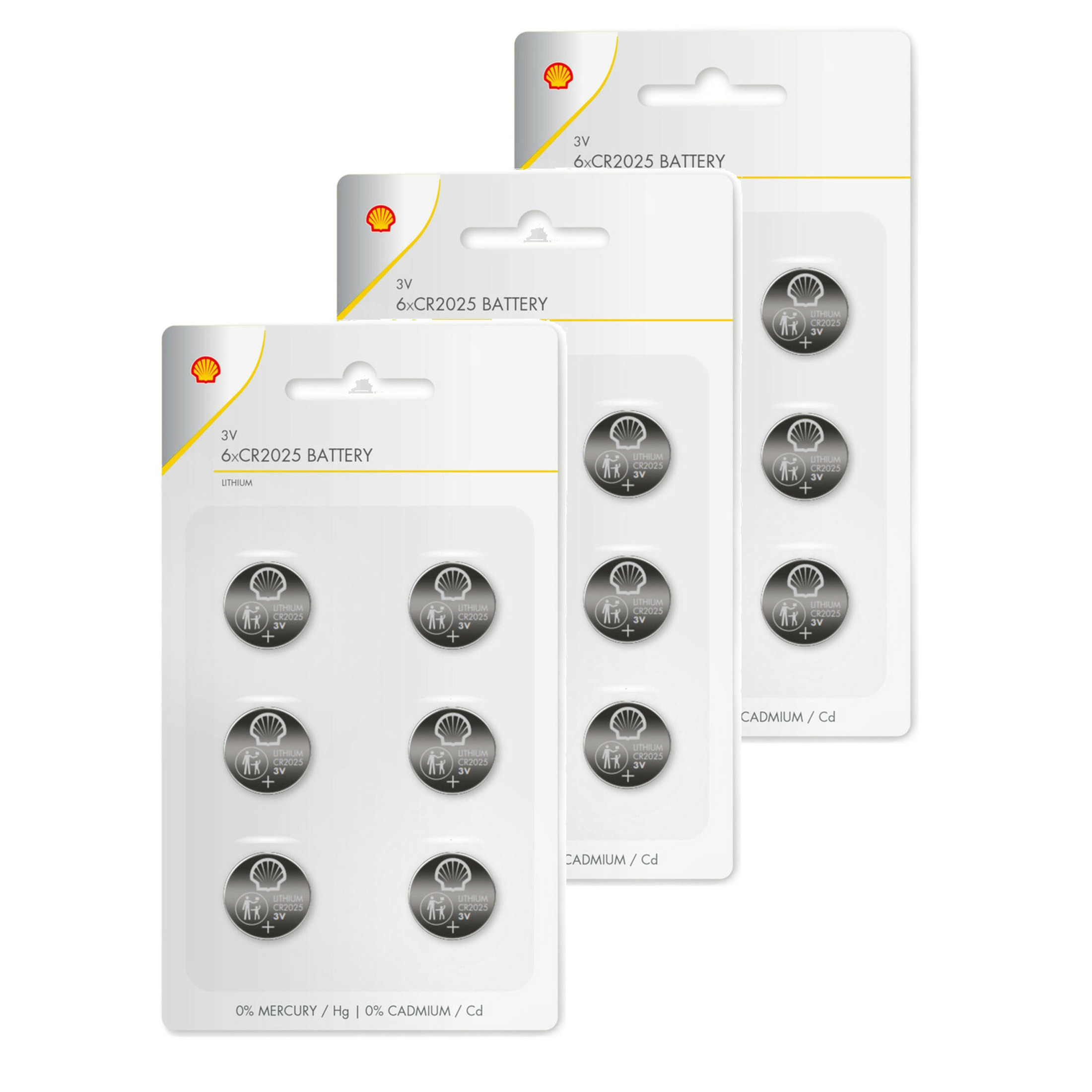 Batterijen Shell knoopcel - CR2025 - 24x stuks - Lithium -