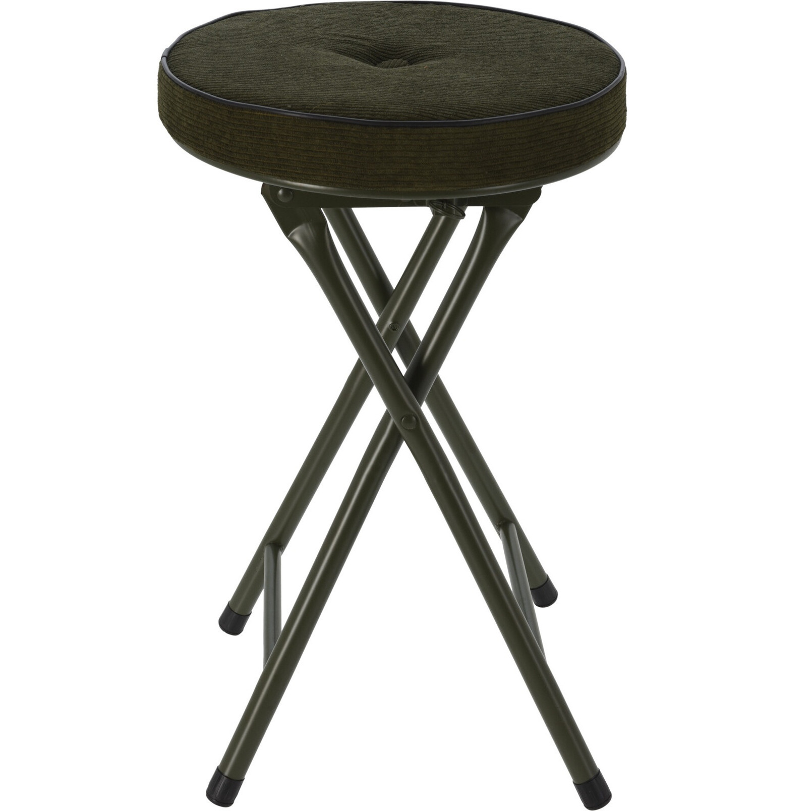 Bijzet krukje/stoel - Opvouwbaar - donkergroen Ribcord - D33 x H49 cm -