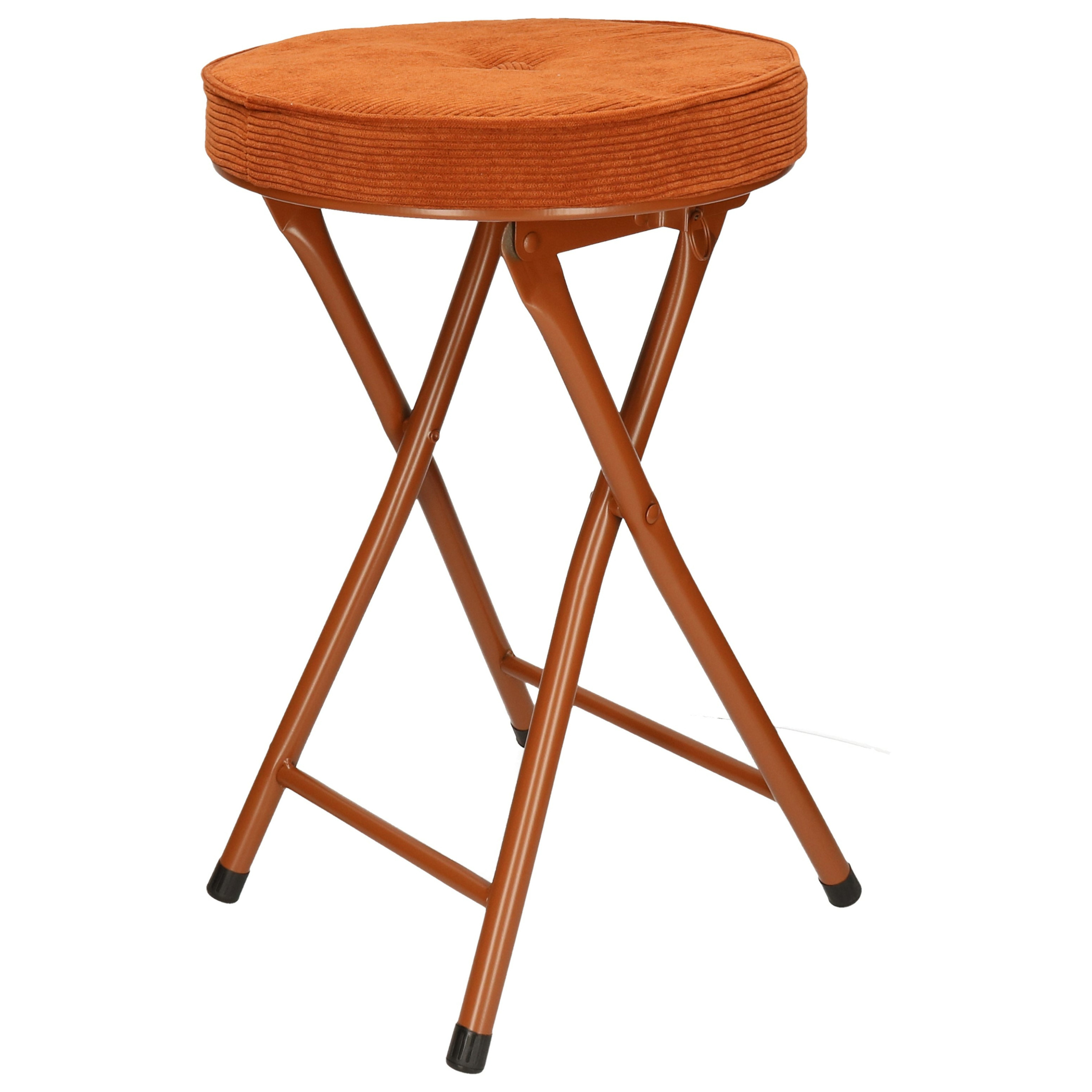 Bijzet krukje/stoel - Opvouwbaar - bruin Ribcord - D33 x H49 cm -