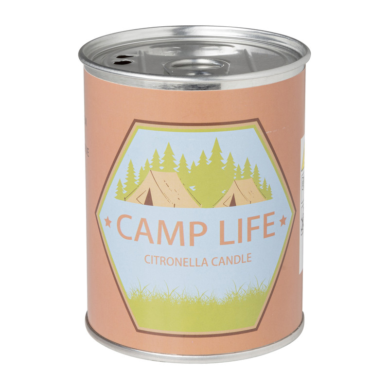 Citronella kaars camping life - rond blik - ø7,5x9,5 cm
