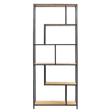 Boekenkast Jaxx - zwart/naturel - 185x77x35 cm - Leen Bakker