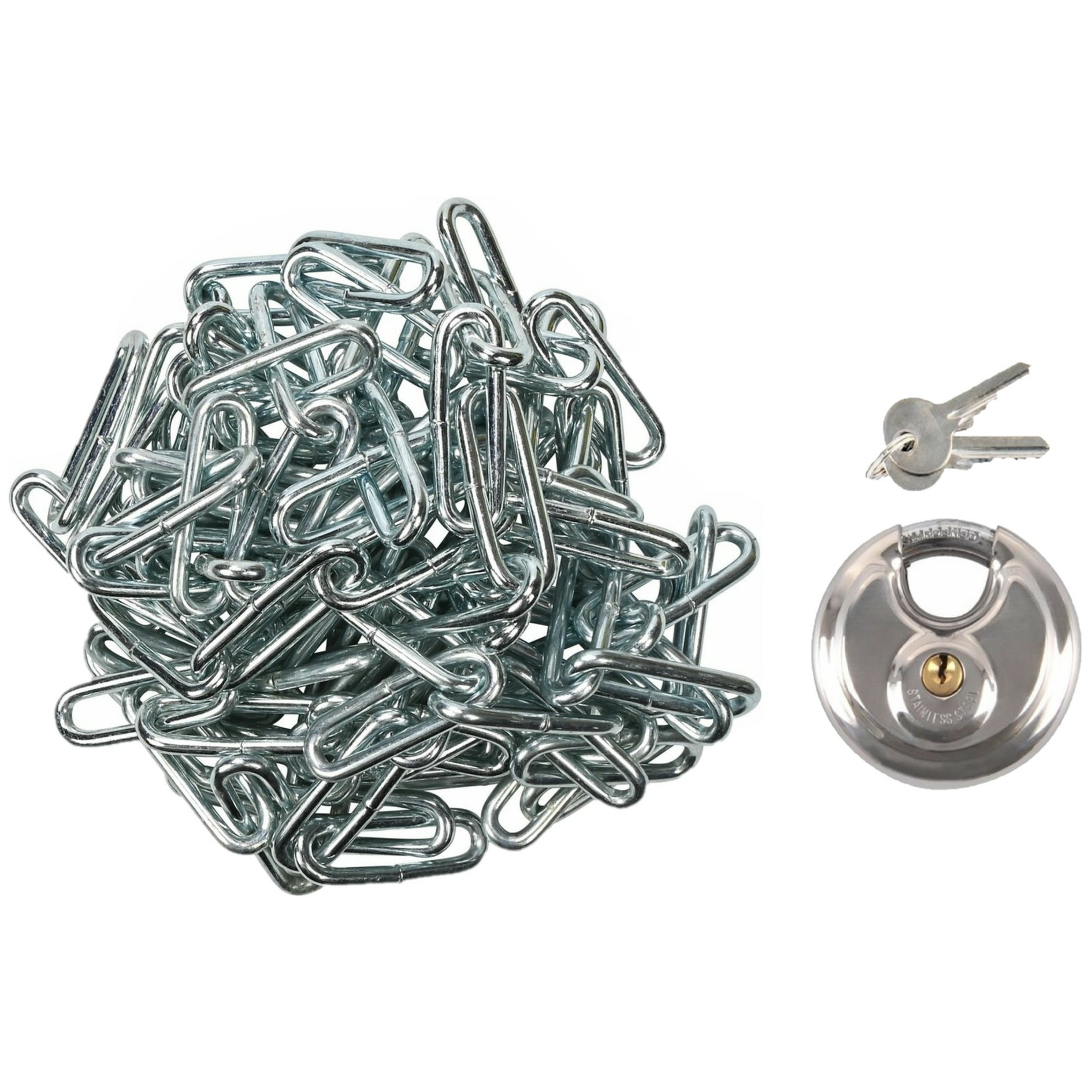 Ketting met discusslot - staal - 3 m - 6 mm - kettingsloten -