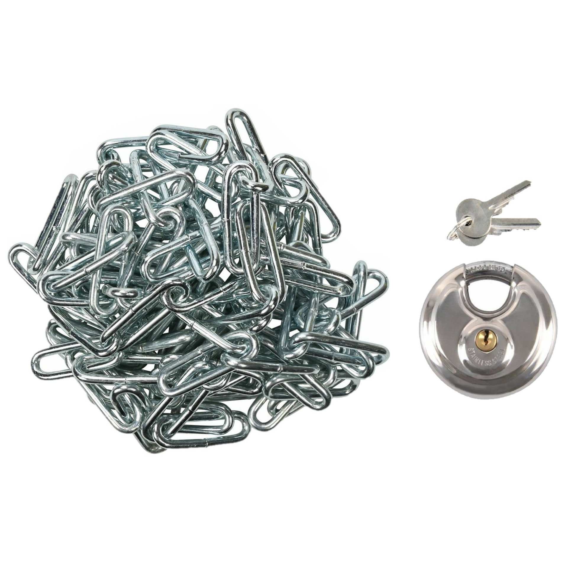 Ketting met discusslot - staal - 3 m - 4 mm - kettingsloten -