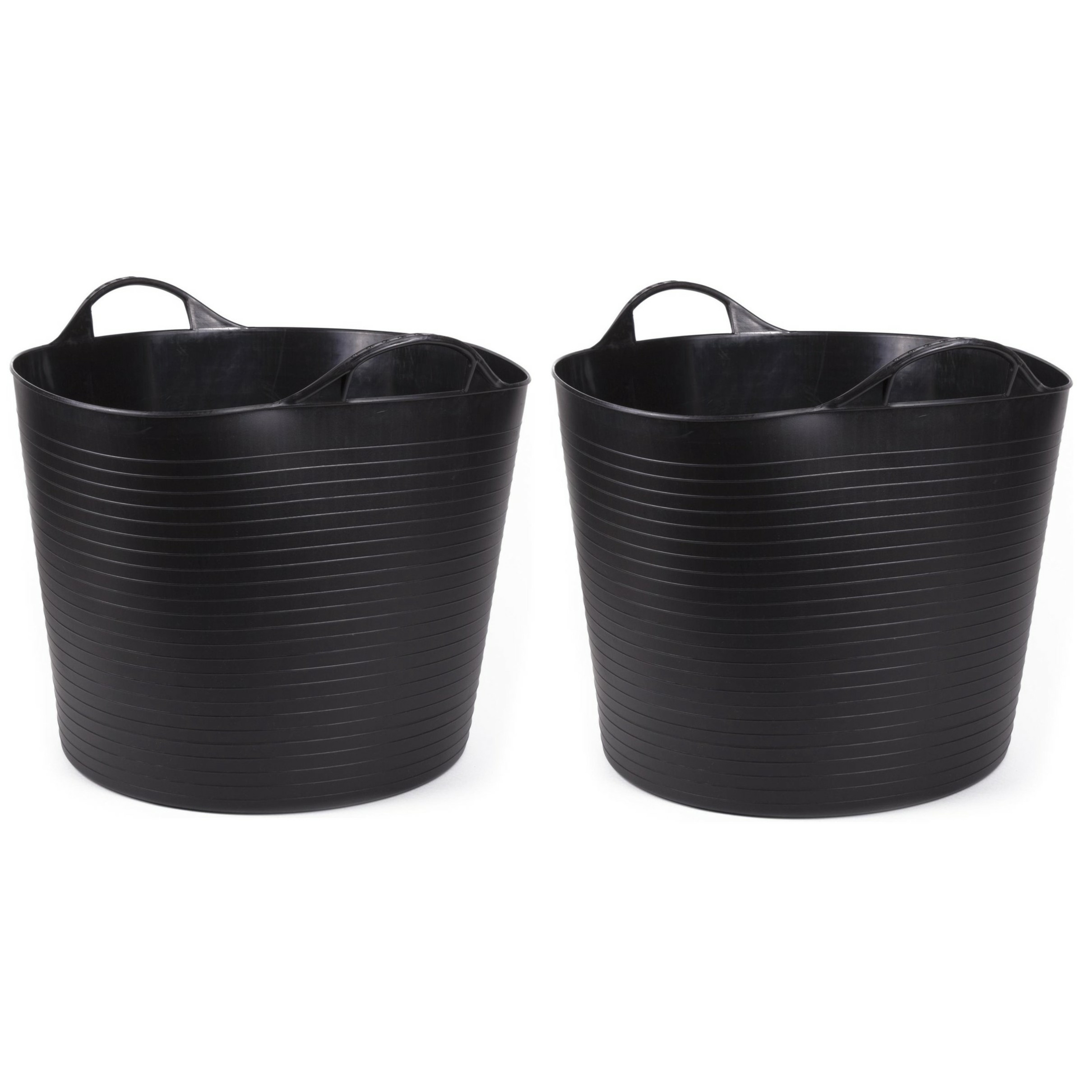 Emmer/wasmand - 2x - flexibel - rond - zwart - 45 liter -