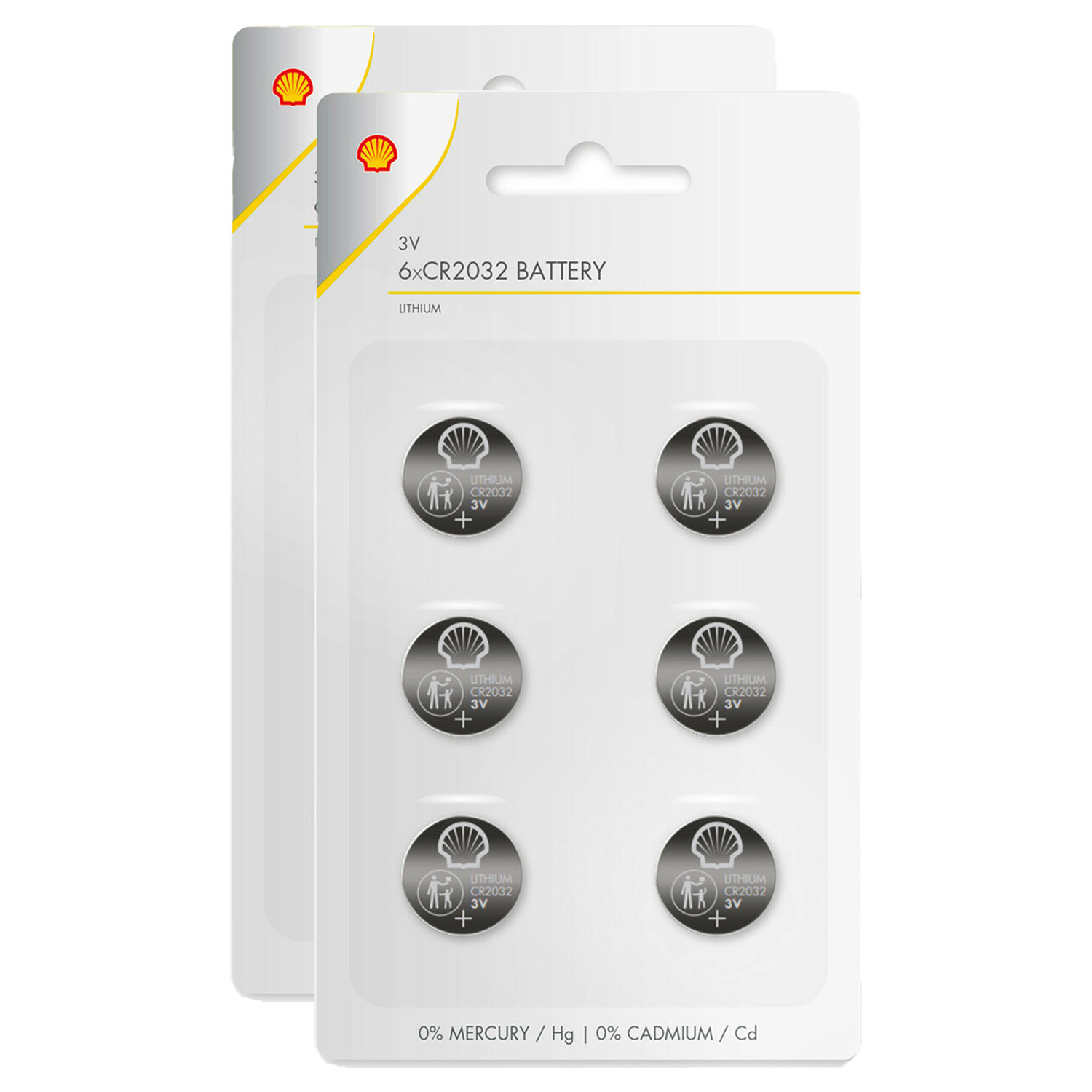 Batterijen Shell knoopcel - CR2032 - 12x stuks - Lithium -