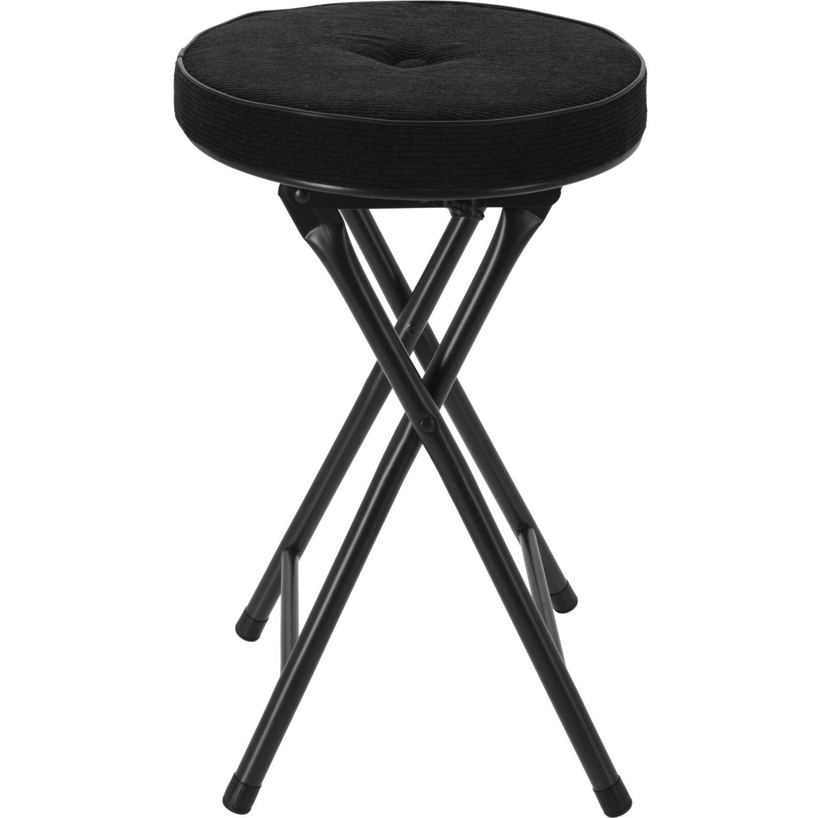 Bijzet krukje/stoel - Opvouwbaar - zwart Ribcord - D33 x H49 cm -