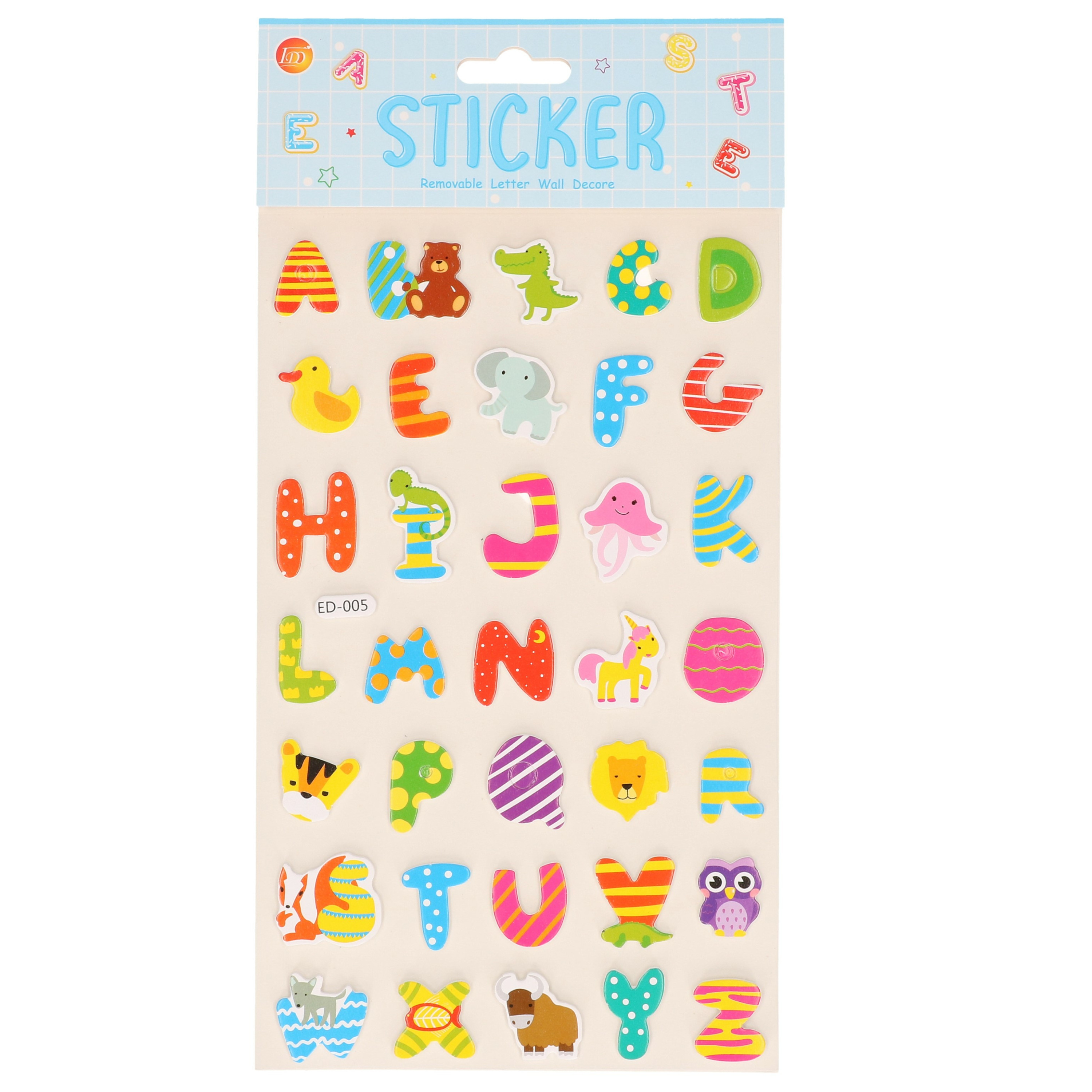 Stickervelletjes - 34x sticker letters A-Z - gekleurd - alfabet -