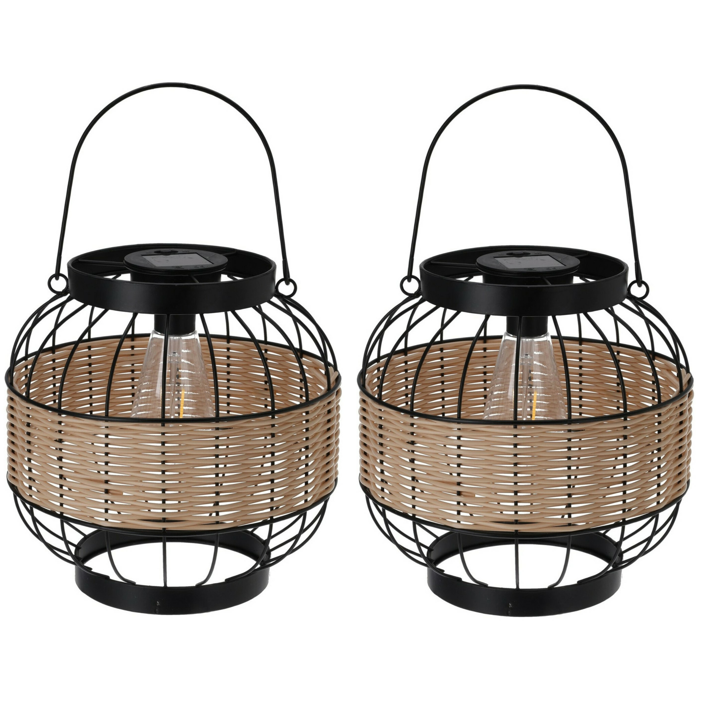 Pro Garden - 2x - Solar lantaarn - metaal - 24 x 24 cm - tuinverlichting -