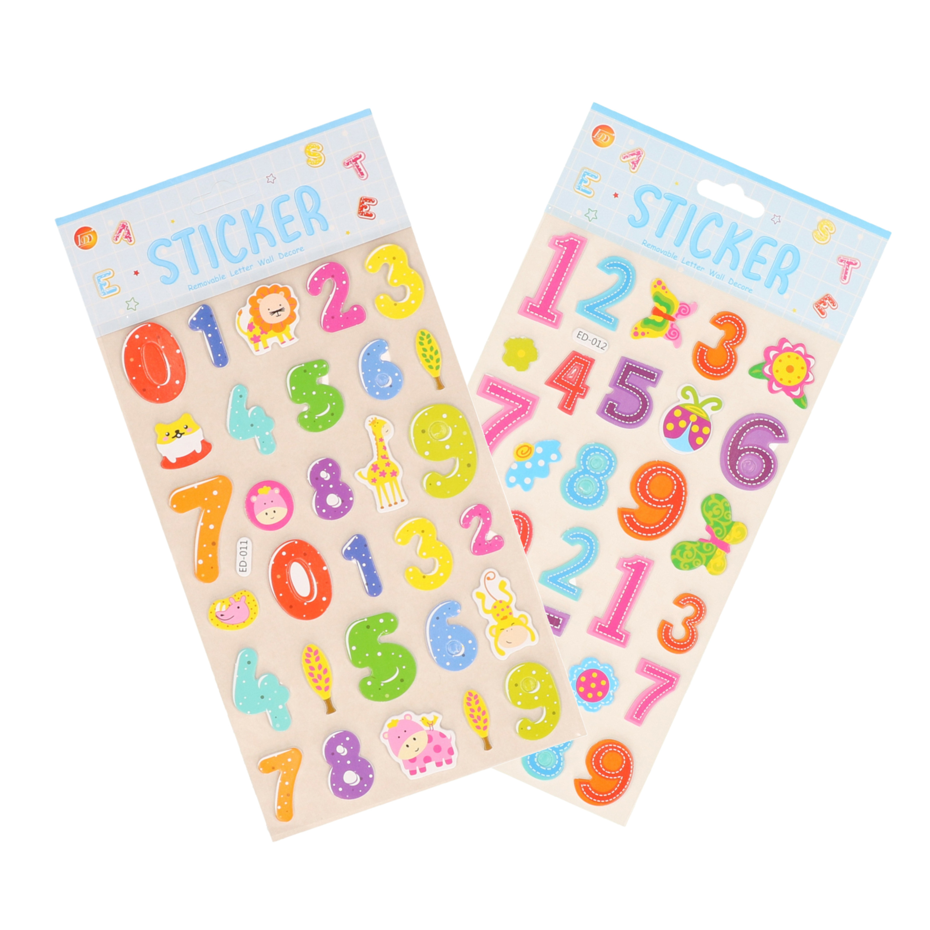 Stickervelletjes - 2x - 25 sticker cijfers 0-9 - gekleurd - nummers -