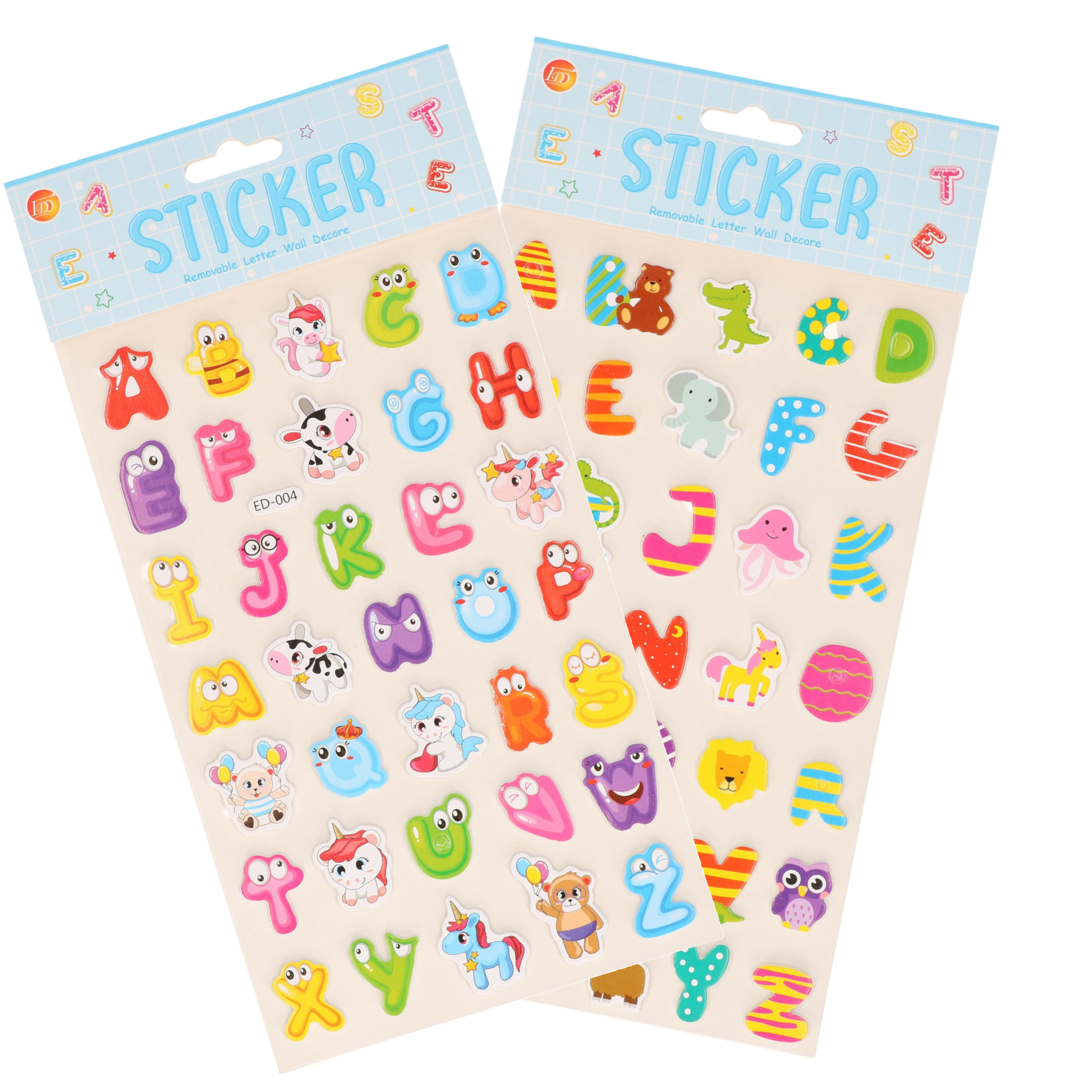 Stickervelletjes - 2x - 34 sticker letters A-Z - gekleurd - alfabet -