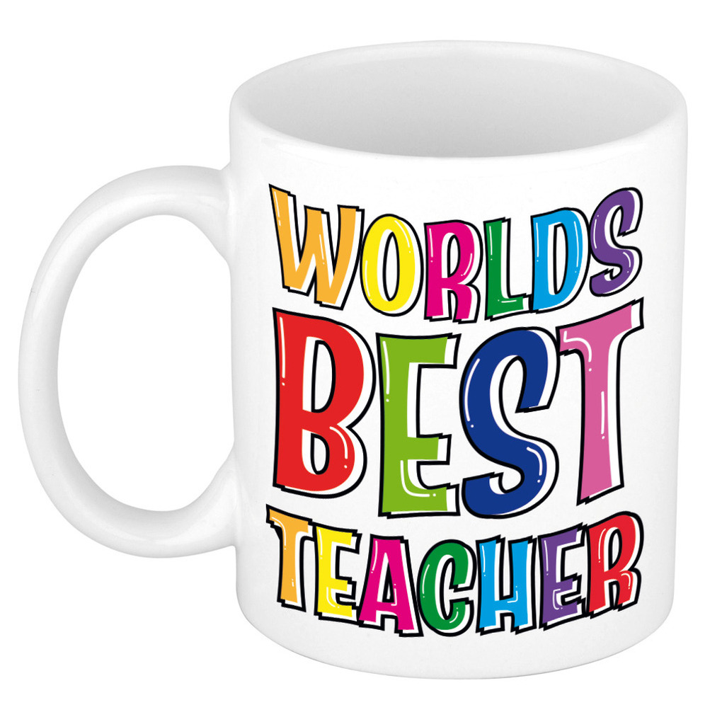 Cadeau mok / beker voor juf of meester - keramiek - leraren bedankje -