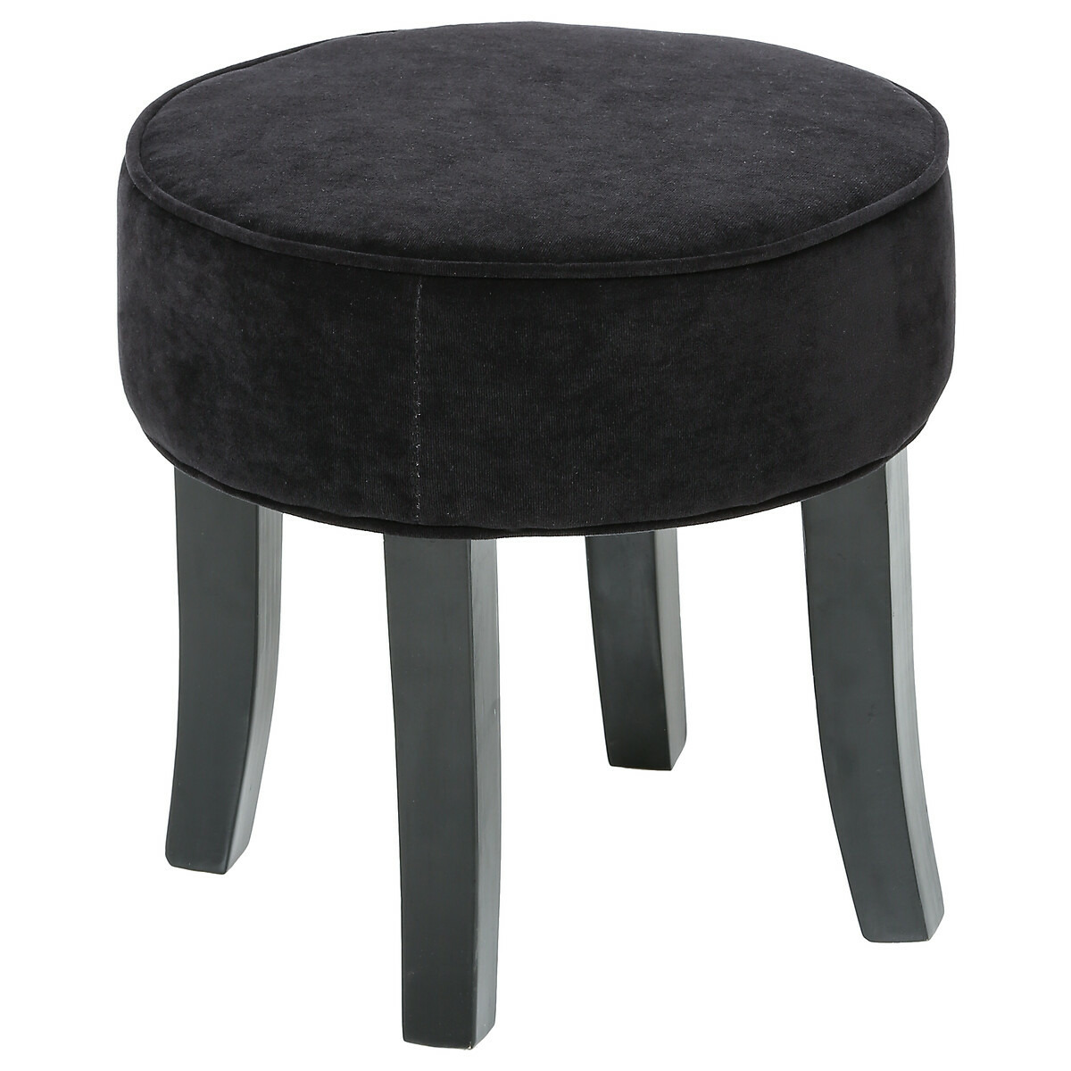 Zit krukje/bijzet stoel - hout/stof - zwart fluweel - D35 x H40 cm -
