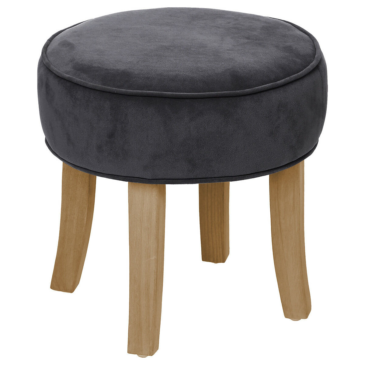 Zit krukje/bijzet stoel - hout/stof - grijs fluweel - D35 x H40 cm -