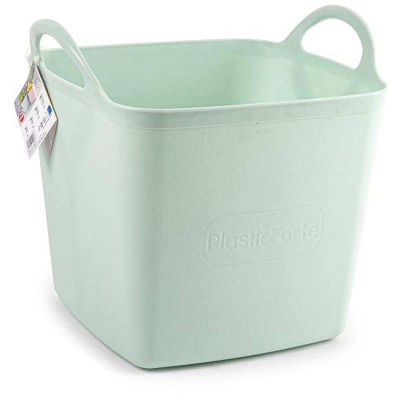 Kuip/emmer/wasmand - flexibel - lichtgroen - 43 liter - vierkant - kunststof -