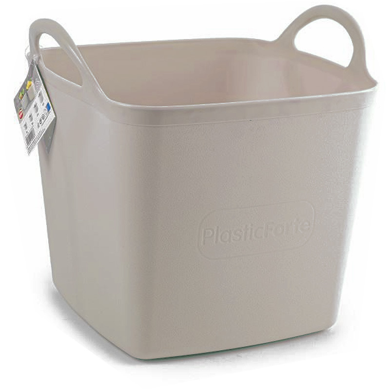 Kuip/emmer/wasmand - flexibel - beige - 43 liter - vierkant - kunststof -