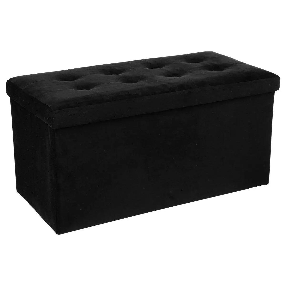 Poef/hocker - opbergbox - zwart - kunststof/mdf - 76 x 38 x 38 cm - opvouwbaar -