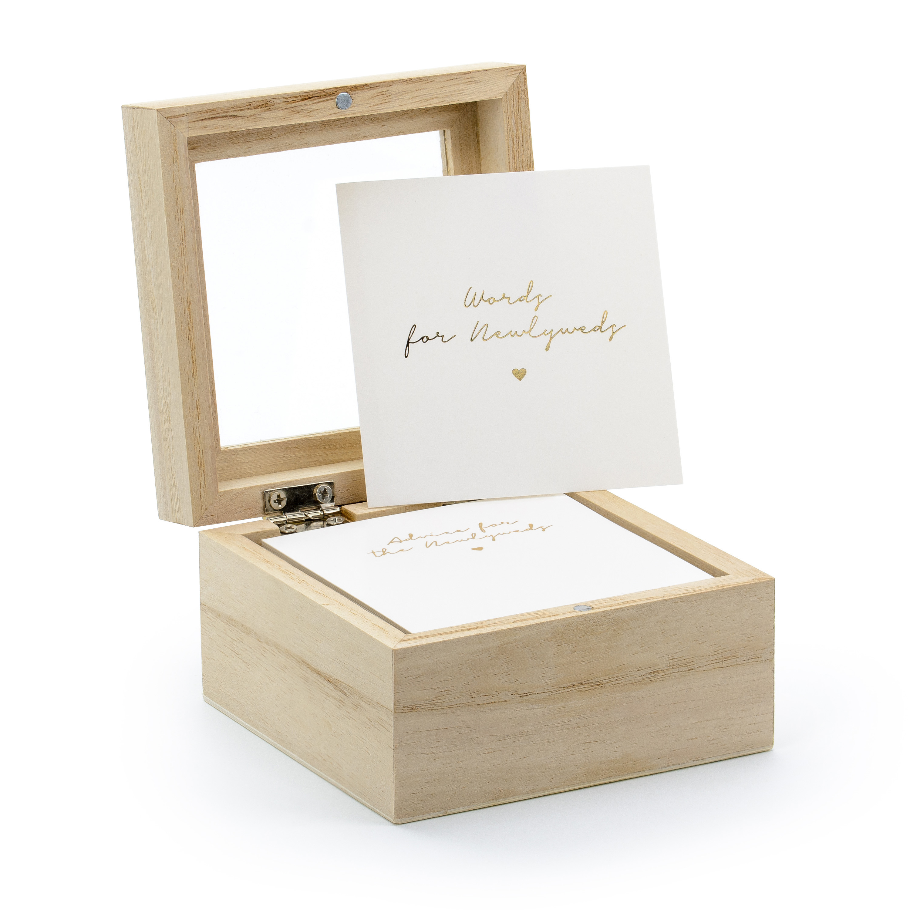 Gastenboek/huwelijksadvies box - Bruiloft - incl. 100 wensbriefjes - hout/wit - 10 x 6 cm -