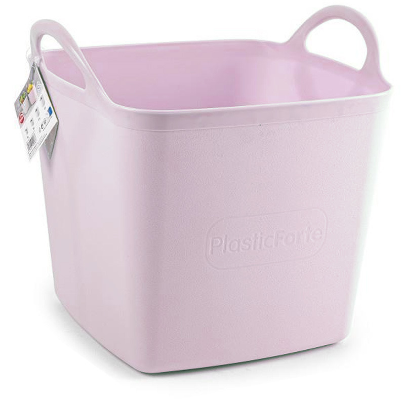 Kuip/emmer/wasmand - flexibel - roze - 43 liter - vierkant - kunststof -