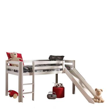Vipack halfhoogslaper Pino met glijbaan - wit - 90x200 cm - Leen Bakker