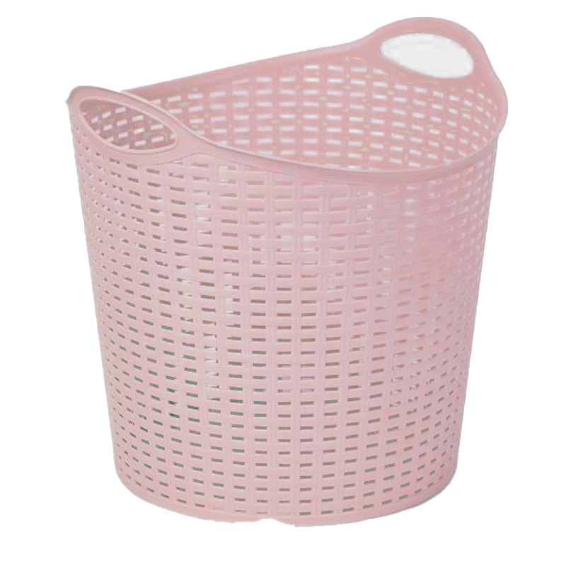 Gevlochten wasmand/opbergmand - flexibel - roze - 27 liter - rond - kunststof -