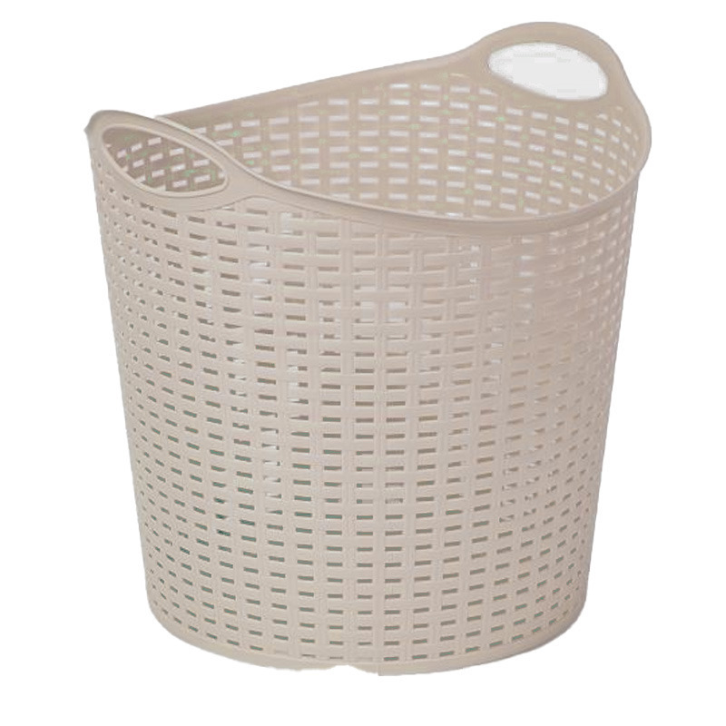 Gevlochten wasmand/opbergmand - flexibel - beige - 27 liter - rond - kunststof -