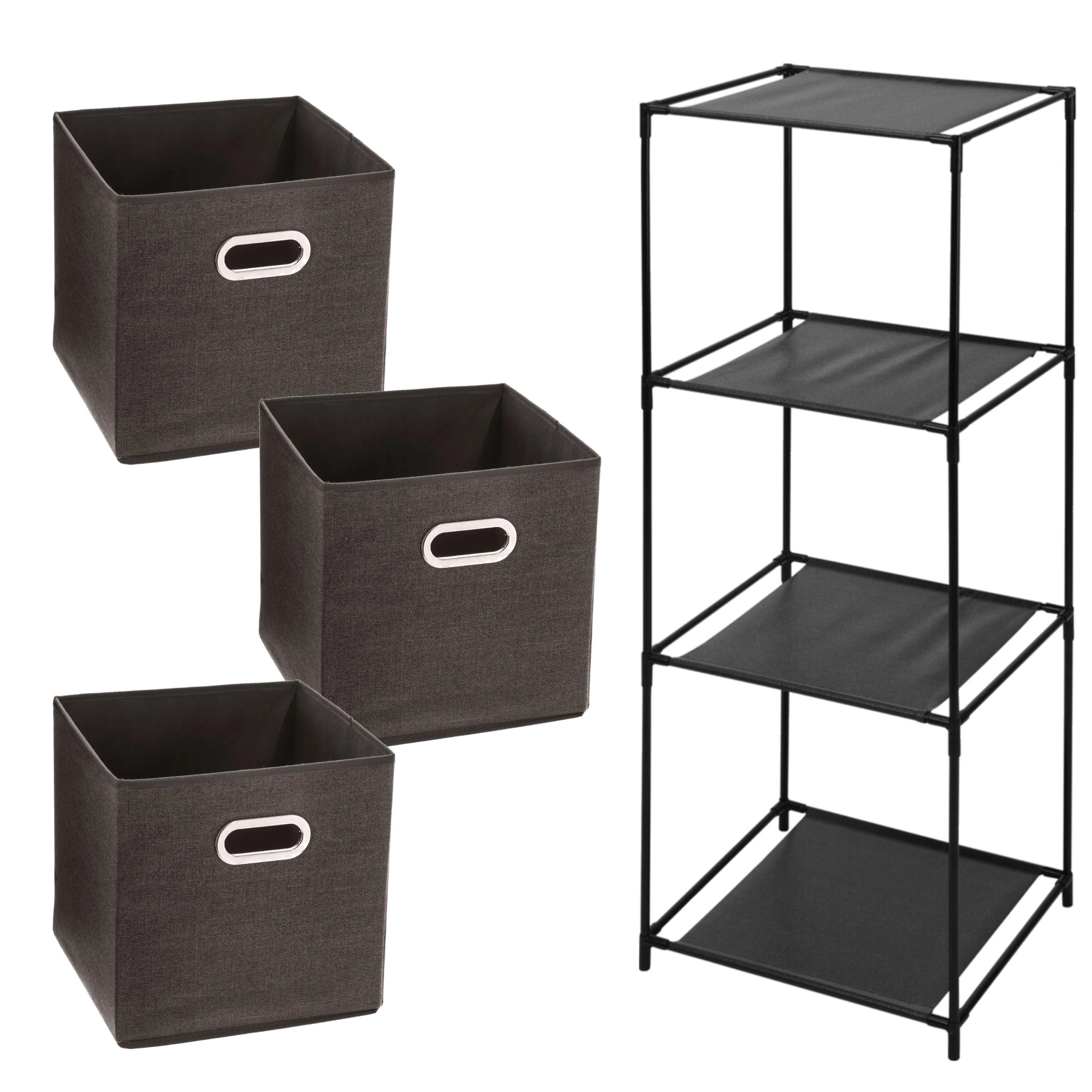 Opbergrek 3-laags Smartrack - 3x mandjes linnen - bruin - 34 x 98 cm -