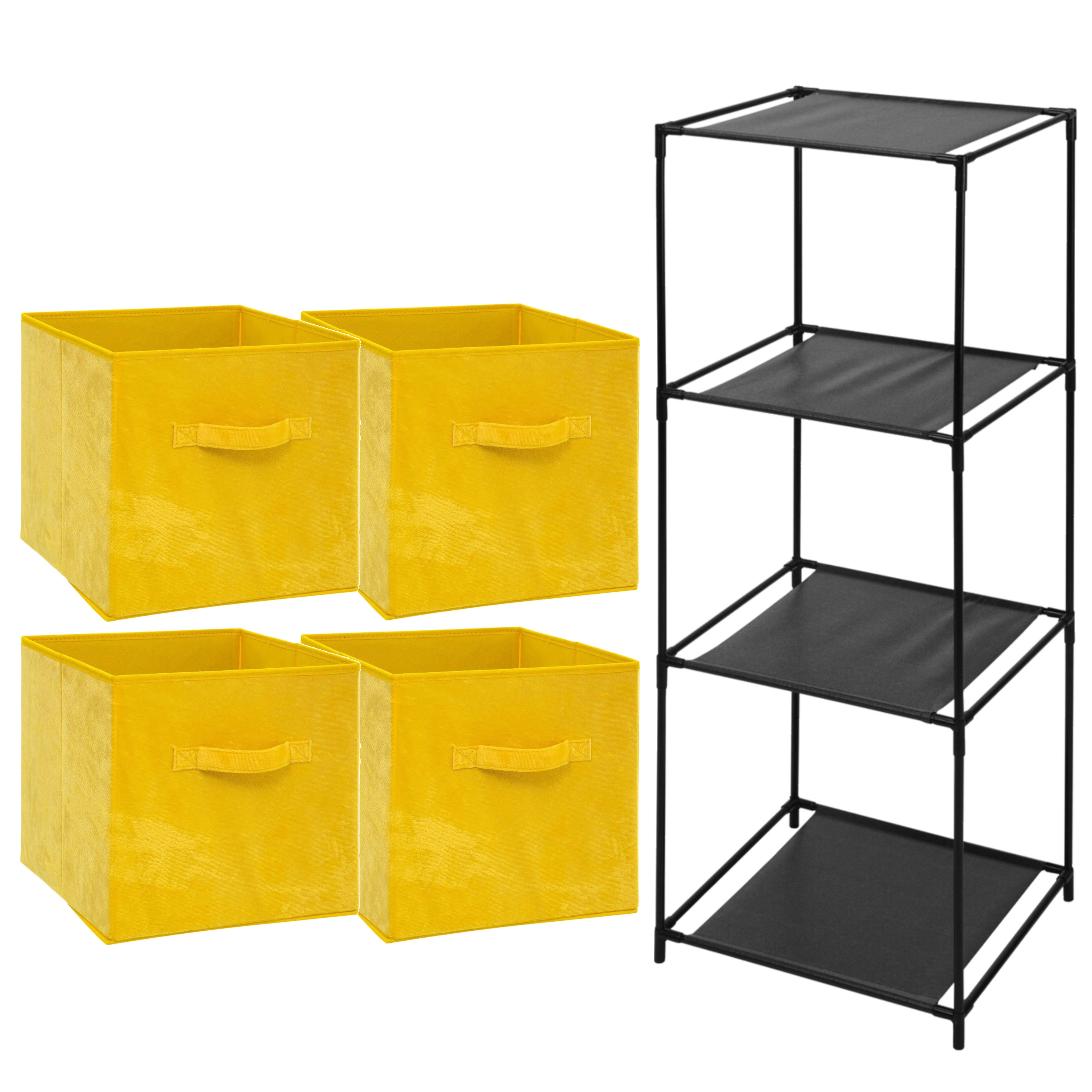 Opbergrek 4-laags Smartrack - 4x mandjes polyester - geel - 34 x 104 cm -