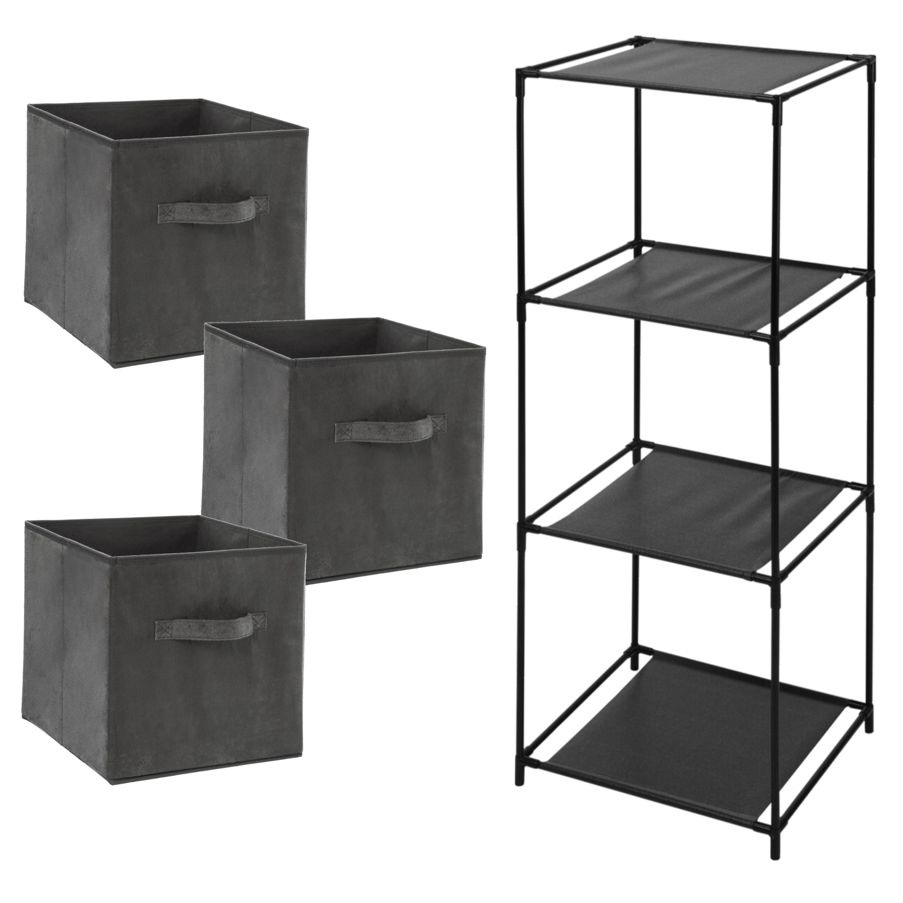 Opbergrek 3-laags Smartrack - 3x mandjes polyester - donker grijs - 34 x 104 cm -