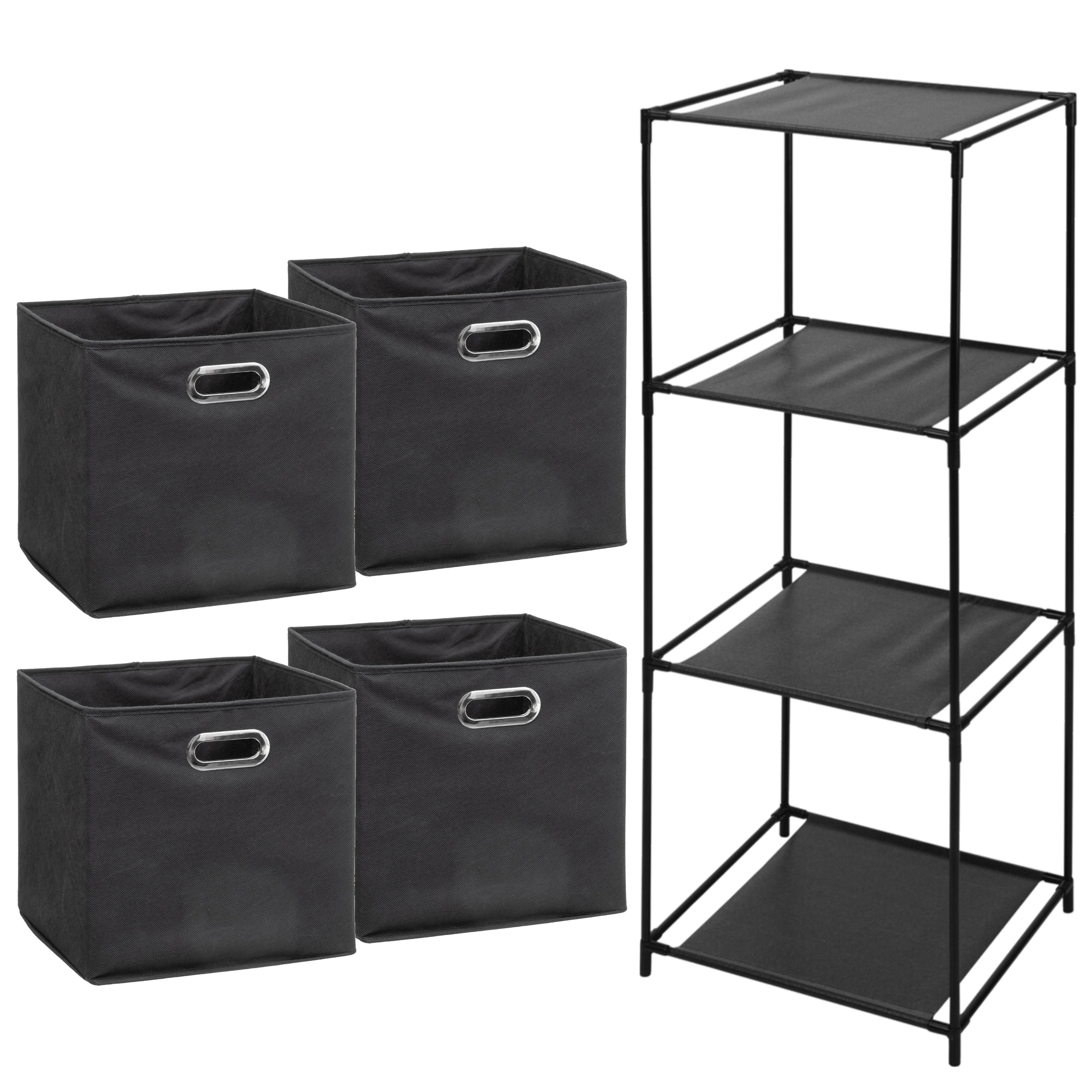 Opbergrek 4-laags Smartrack - 4x mandjes polyester - donker grijs - 34 x 104 cm -