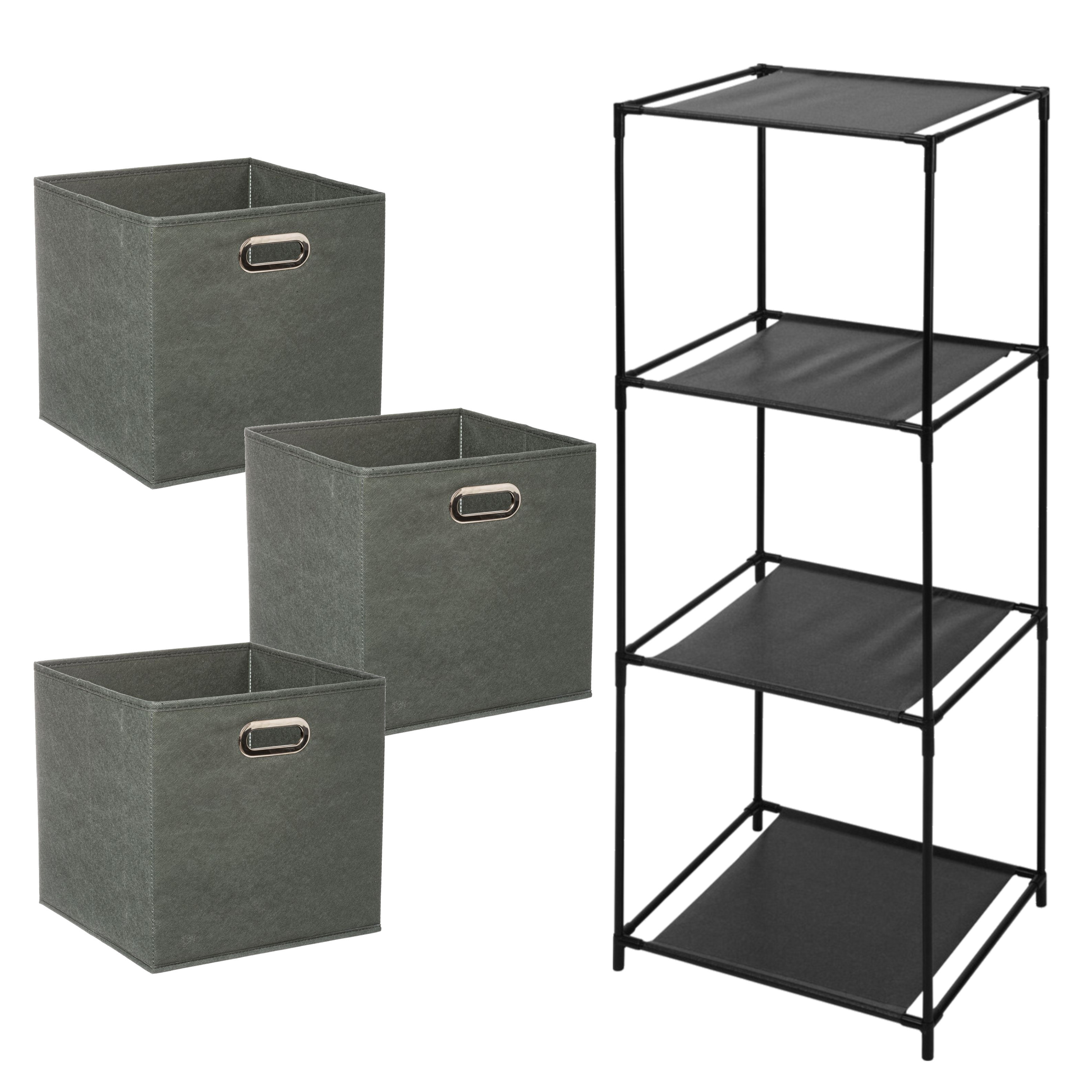 Opbergrek 3-laags Smartrack - 3x mandjes polyester - grijsgroen - 34 x 104 cm -