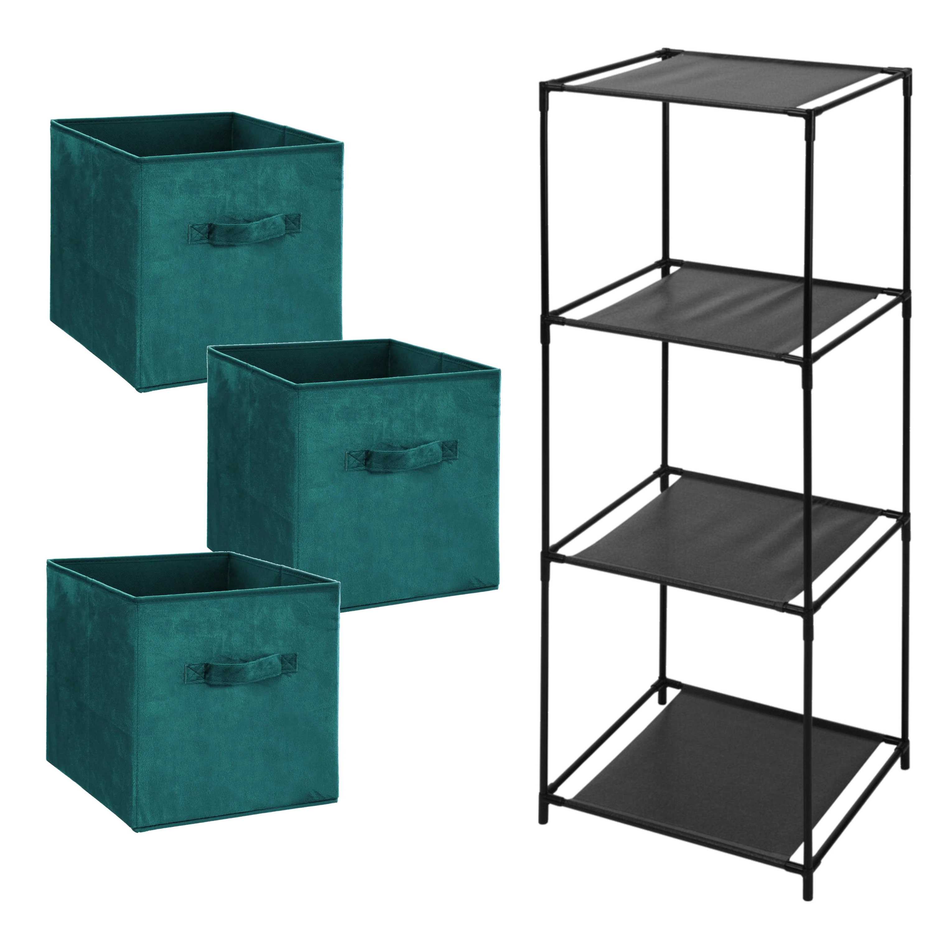 Opbergrek 3-laags Smartrack - 3x mandjes polyester - petrol groen - 34 x 98 cm -