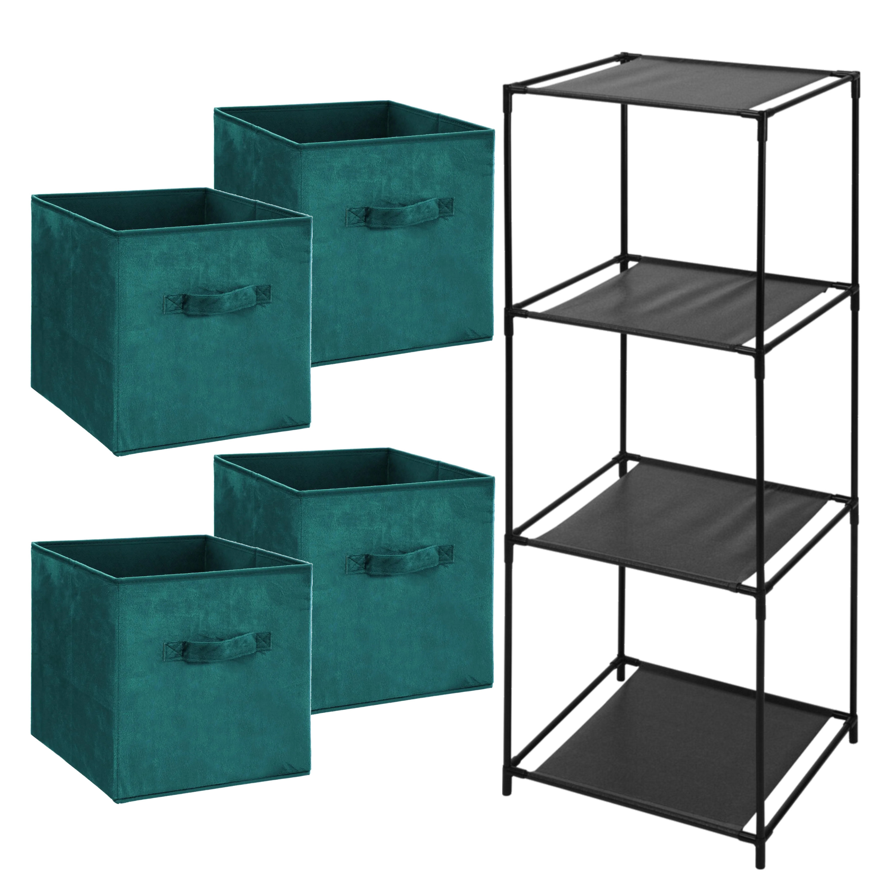 Opbergrek 4-laags Smartrack - 4x mandjes polyester - petrol groen - 34 x 98 cm -