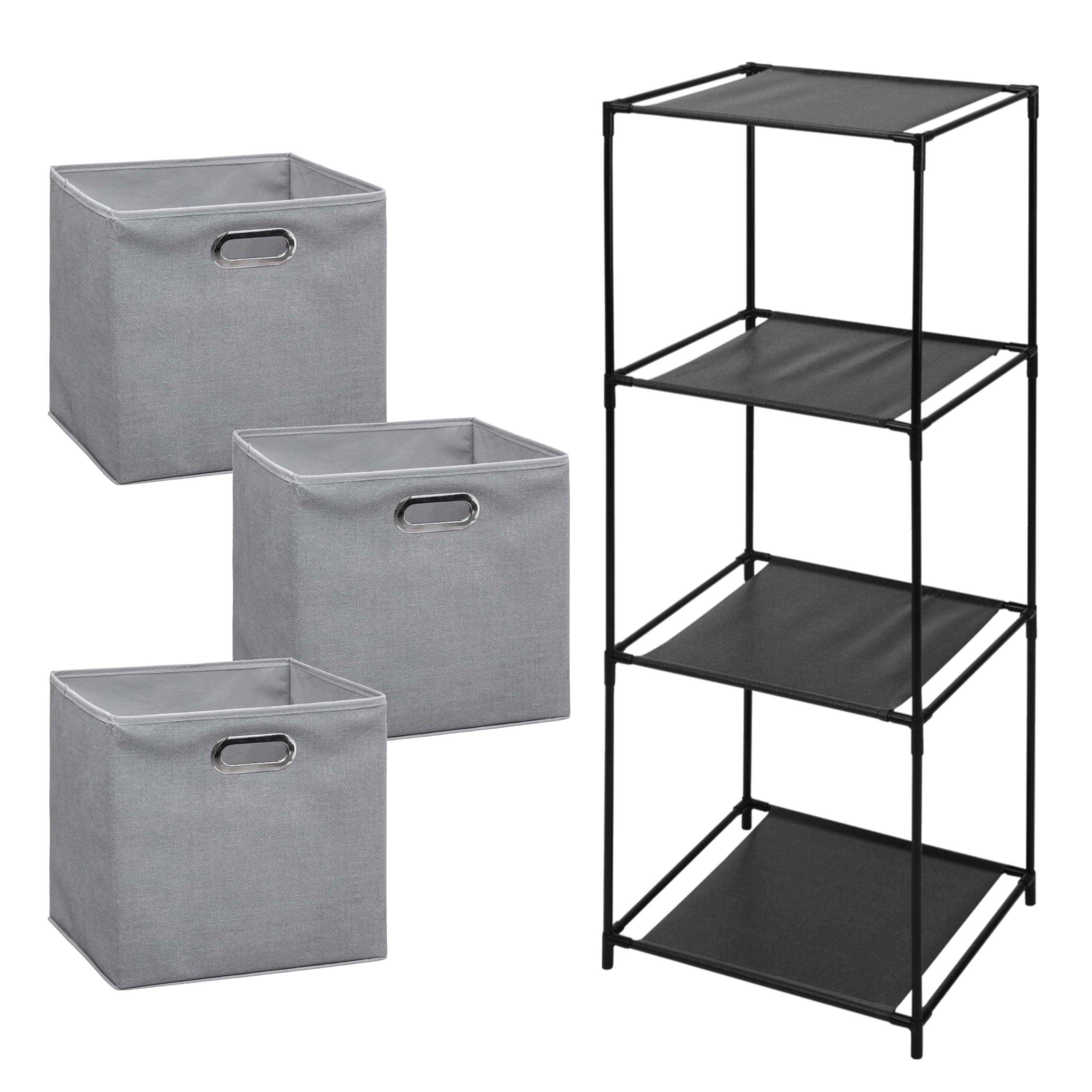 Opbergrek 3-laags Smartrack - 3x mandjes polyester - licht grijs - 34 x 104 cm -