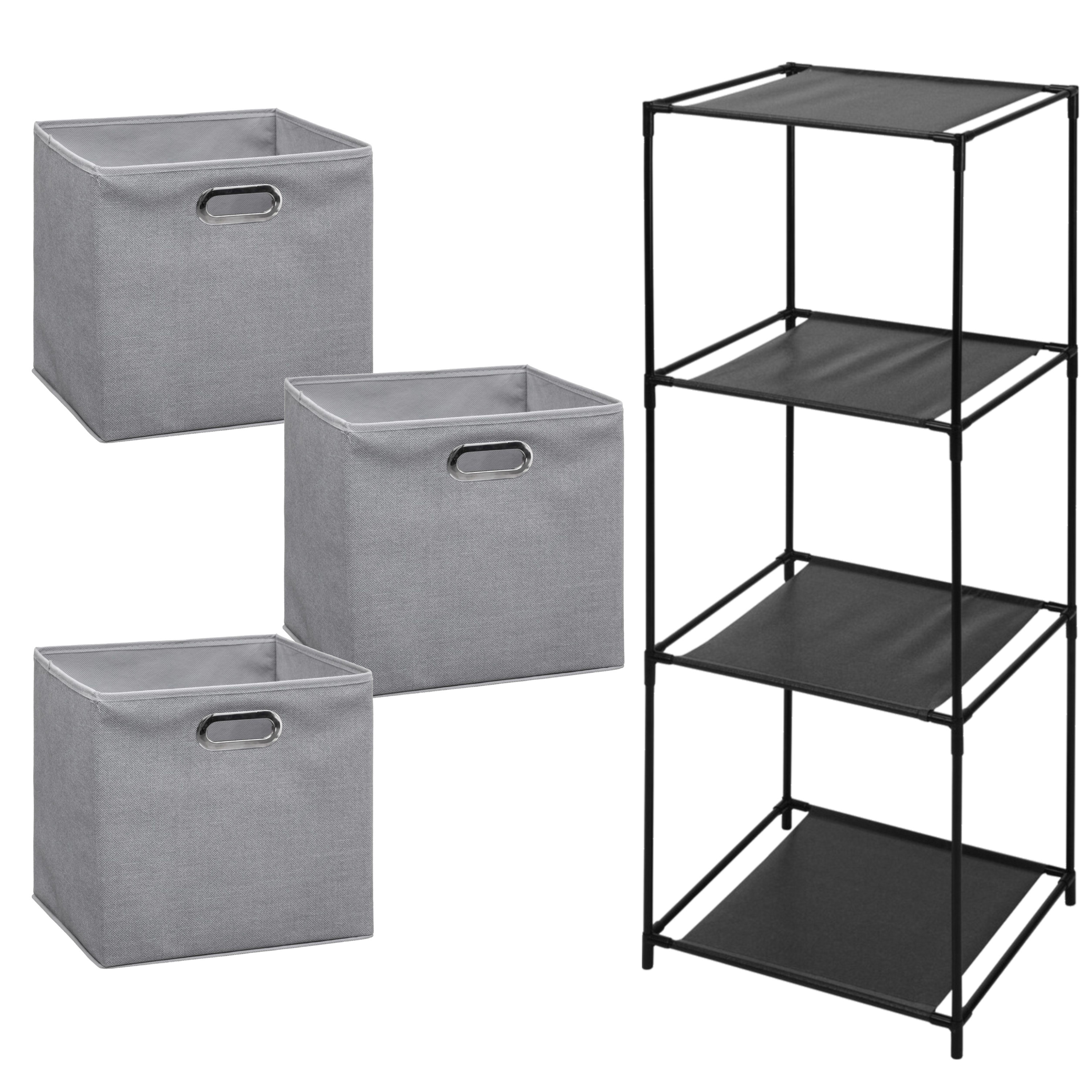Opbergrek 3-laags Smartrack - 3x mandjes linnen - lichtgrijs - 34 x 98 cm -