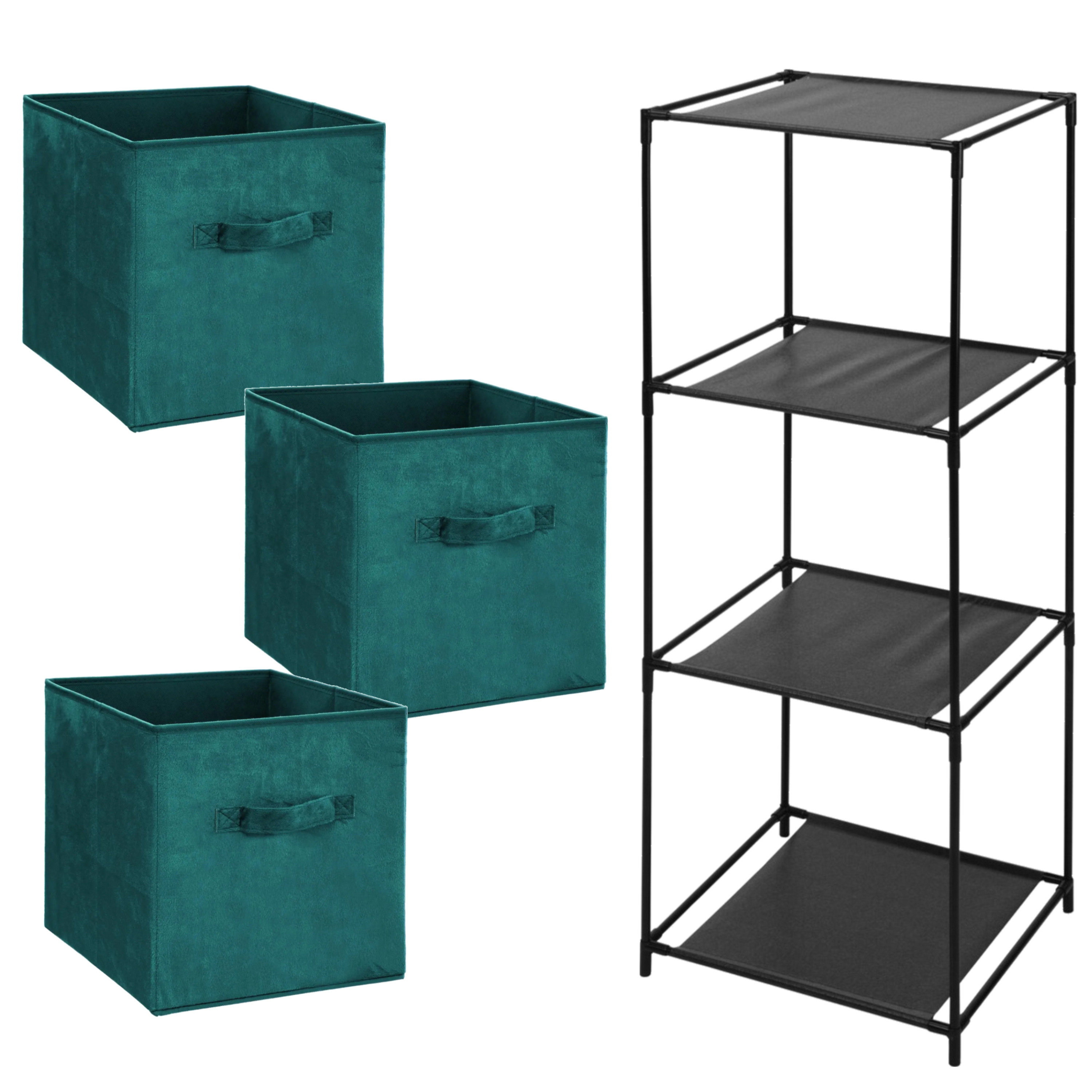 Opbergrek 3-laags Smartrack - 3x mandjes polyester - petrol groen - 34 x 104 cm -
