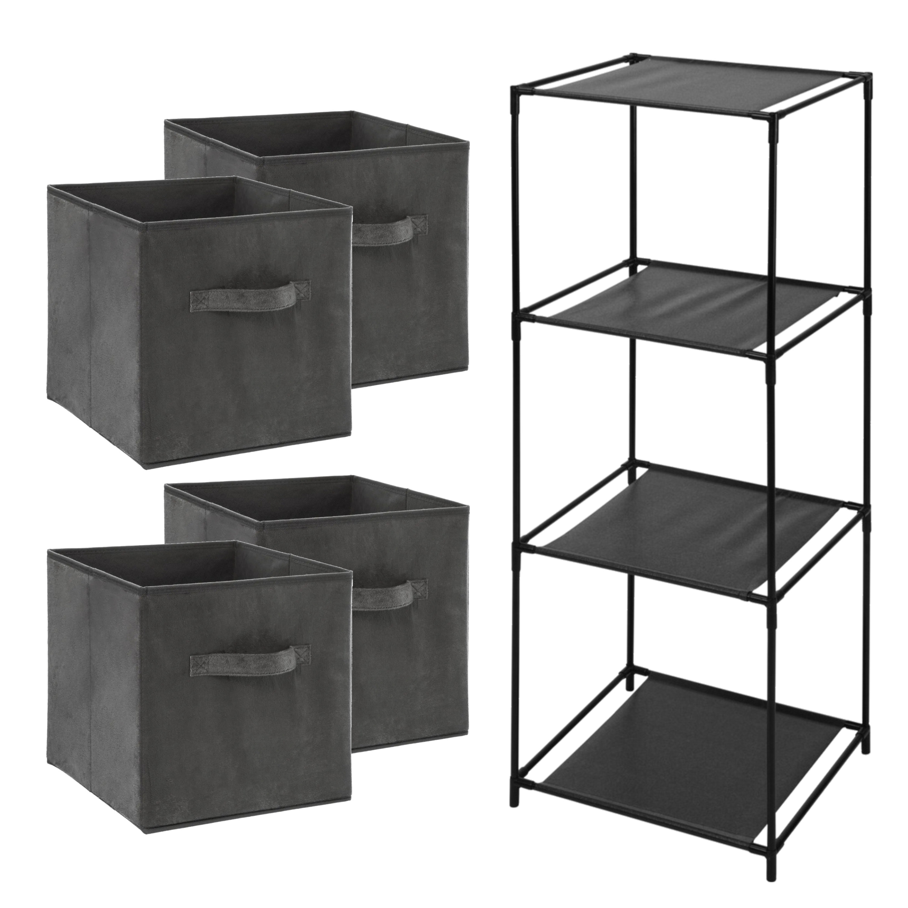 Opbergrek 4-laags Smartrack - 4x mandjes polyester - donkergrijs - 34 x 98 cm -