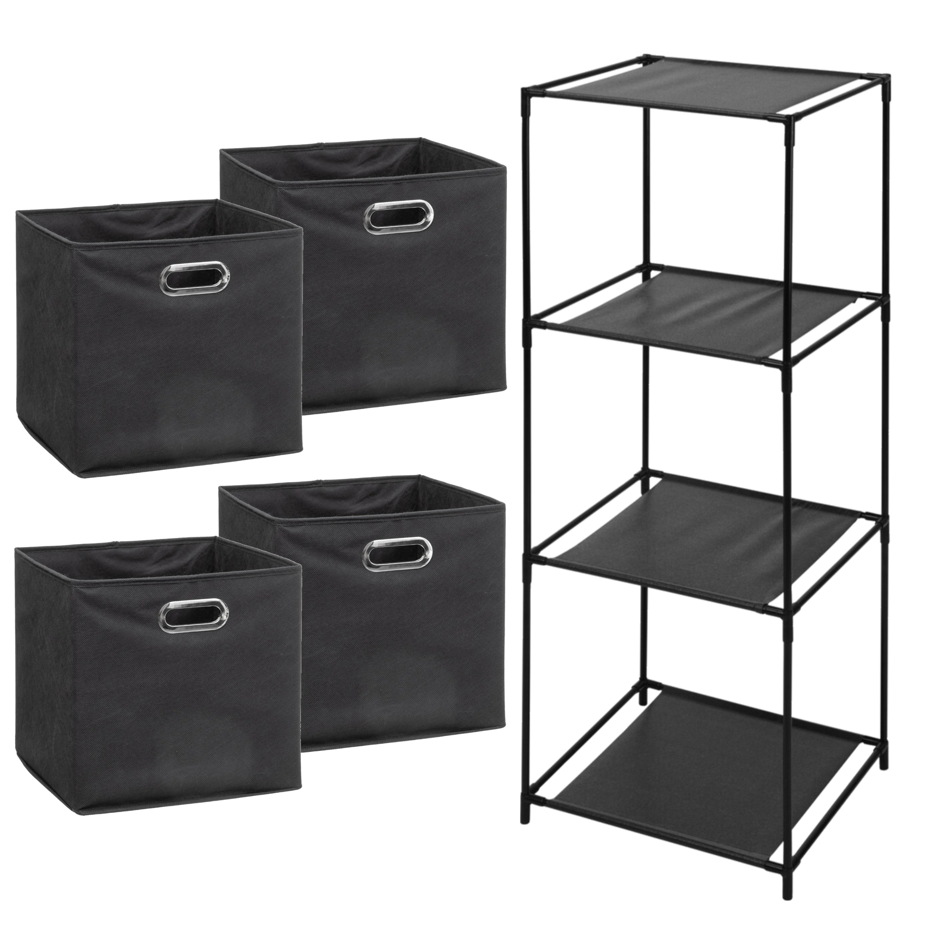 Opbergrek 4-laags Smartrack - 4x mandjes linnen - donkergrijs - 34 x 98 cm -