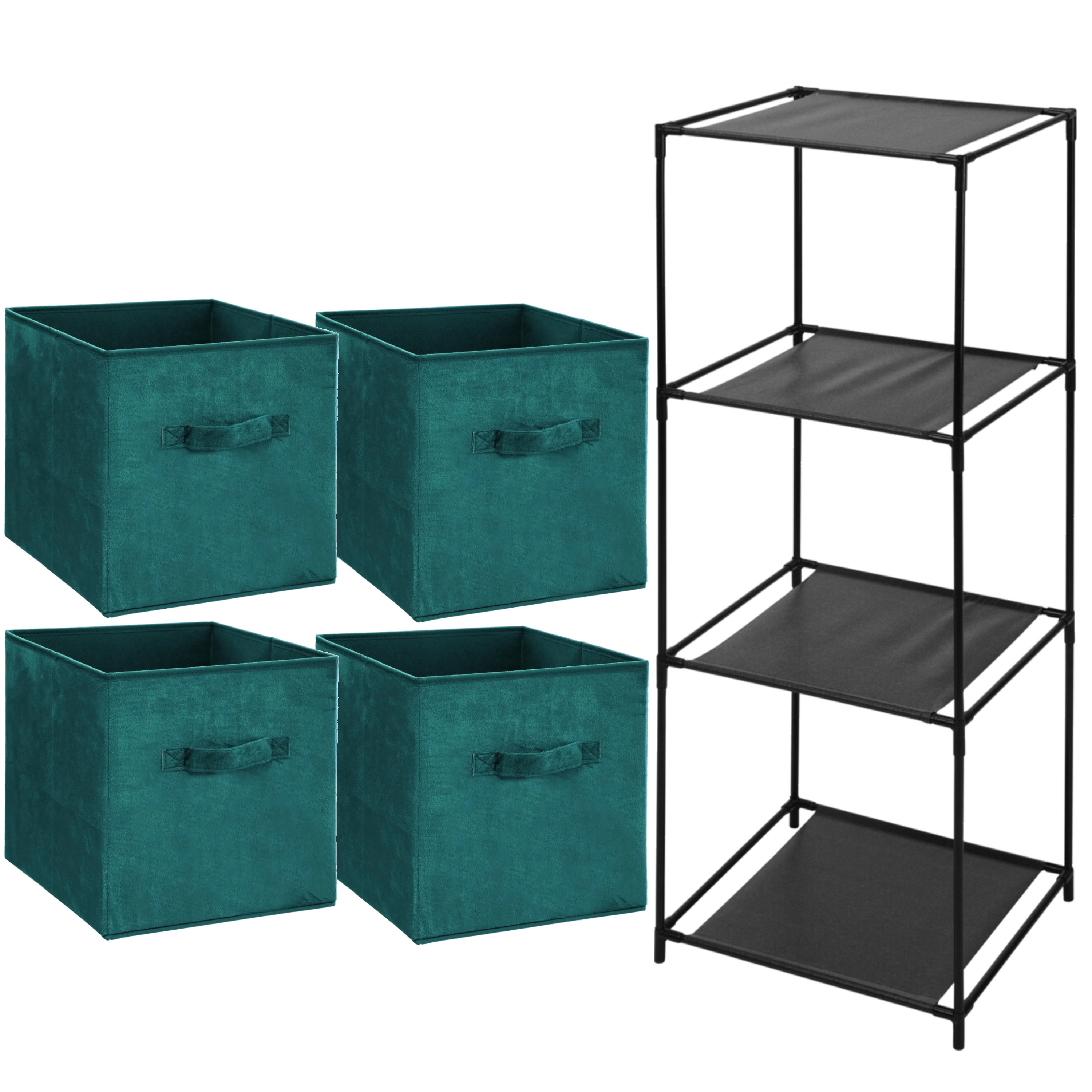 Opbergrek 4-laags Smartrack - 4x mandjes polyester - petrol groen - 34 x 104 cm -