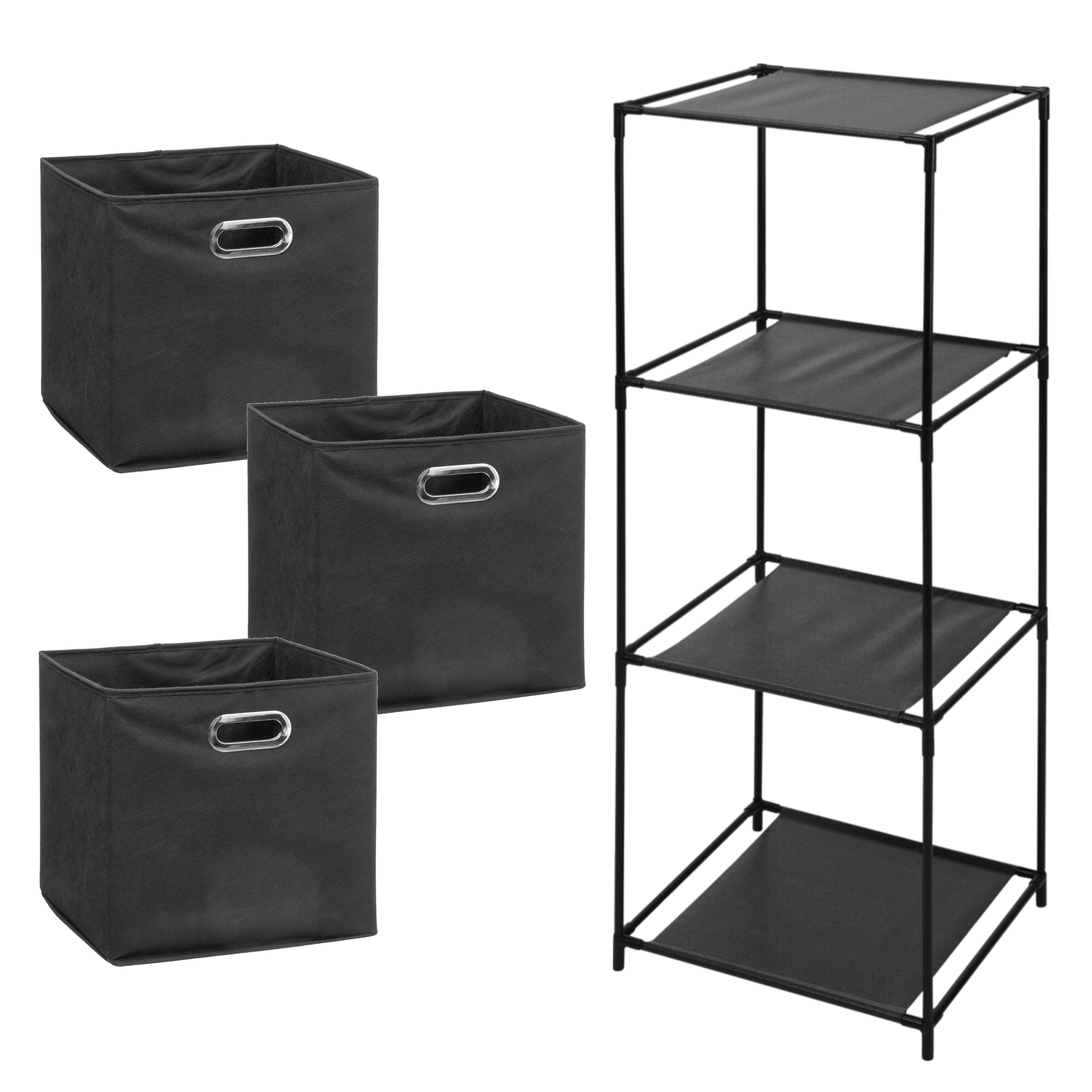 Opbergrek 3-laags Smartrack - 3x mandjes linnen - donkergrijs - 34 x 98 cm -