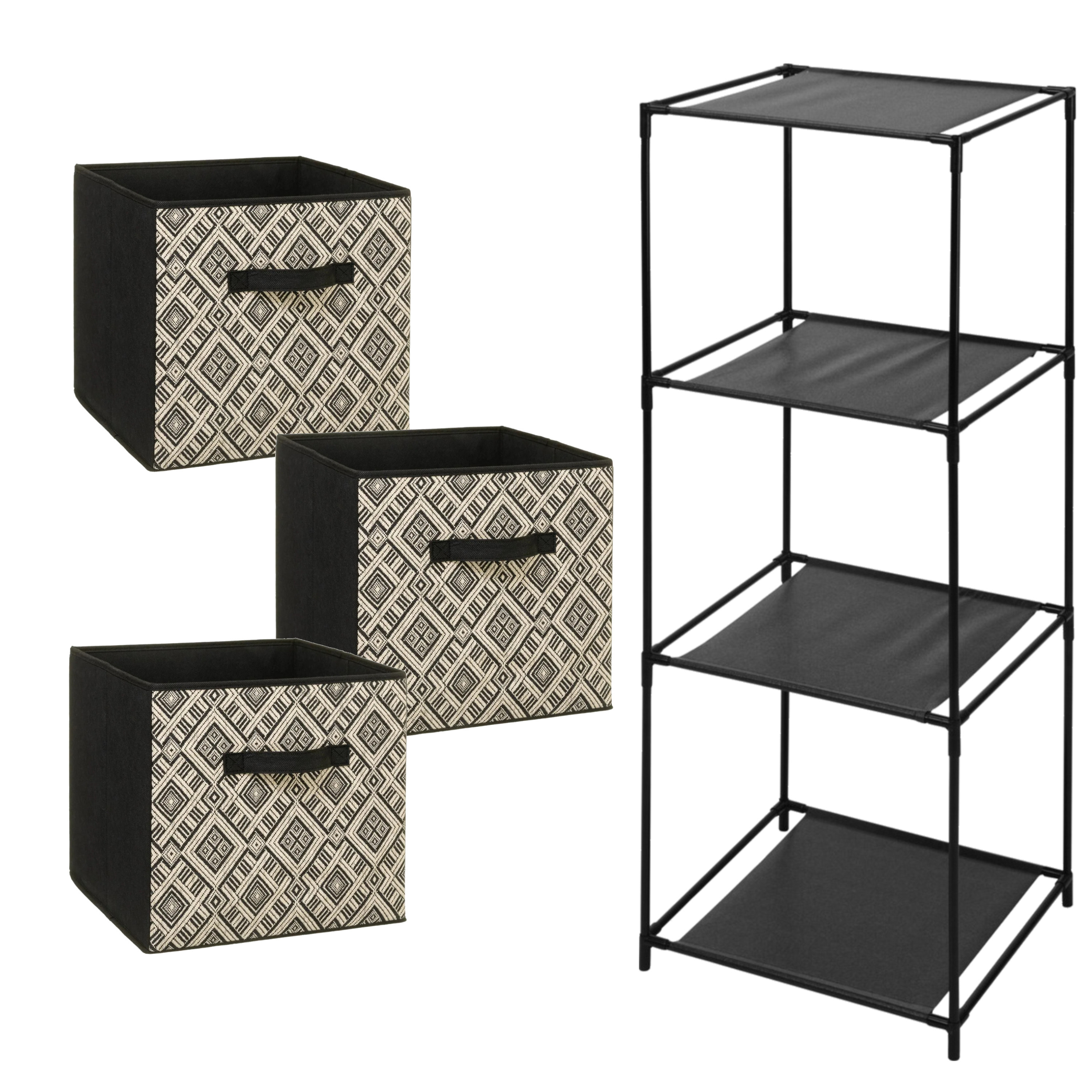 Opbergrek 3-laags Smartrack - 3x mandjes polyester - zwart/creme - 34 x 98 cm -