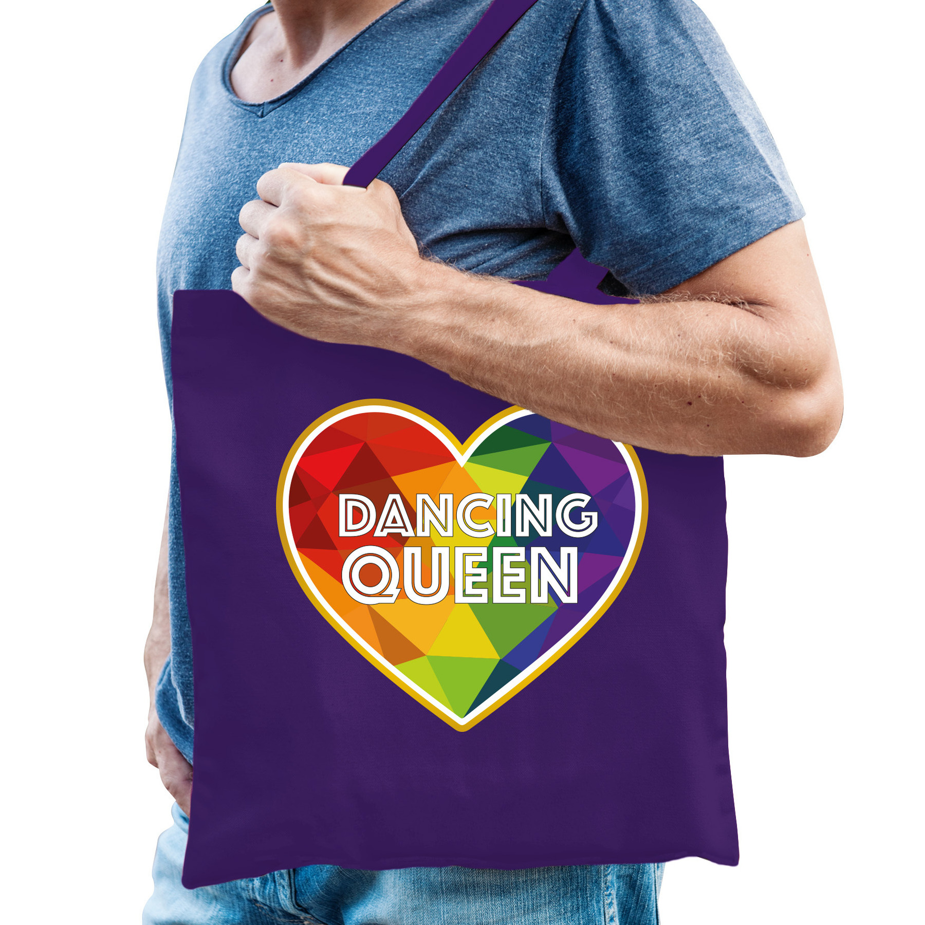 Gay Pride tas - dancing queen - katoen - 42 x 38 cm - paars - LHBTI -