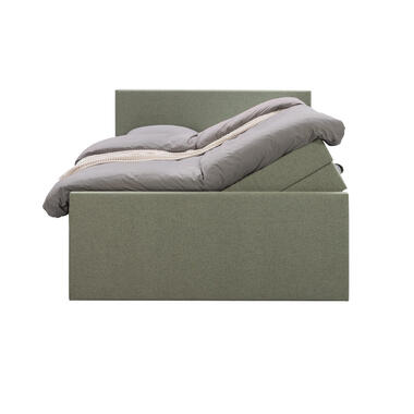 Boxspring met opbergruimte en voetbord Liv egaal - groen - 160x200cm - Leen Bakker