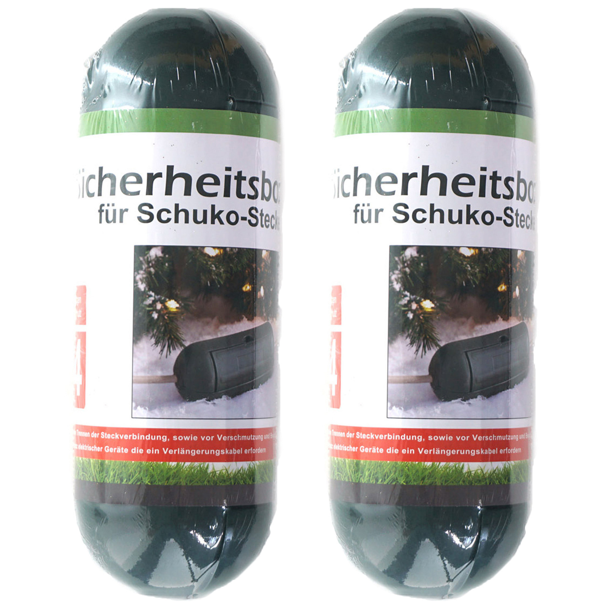 Stekkerbox/stekkersafe - 2x - spatwaterdicht - groen - kunststof - IP44 - 21 x 8 cm -