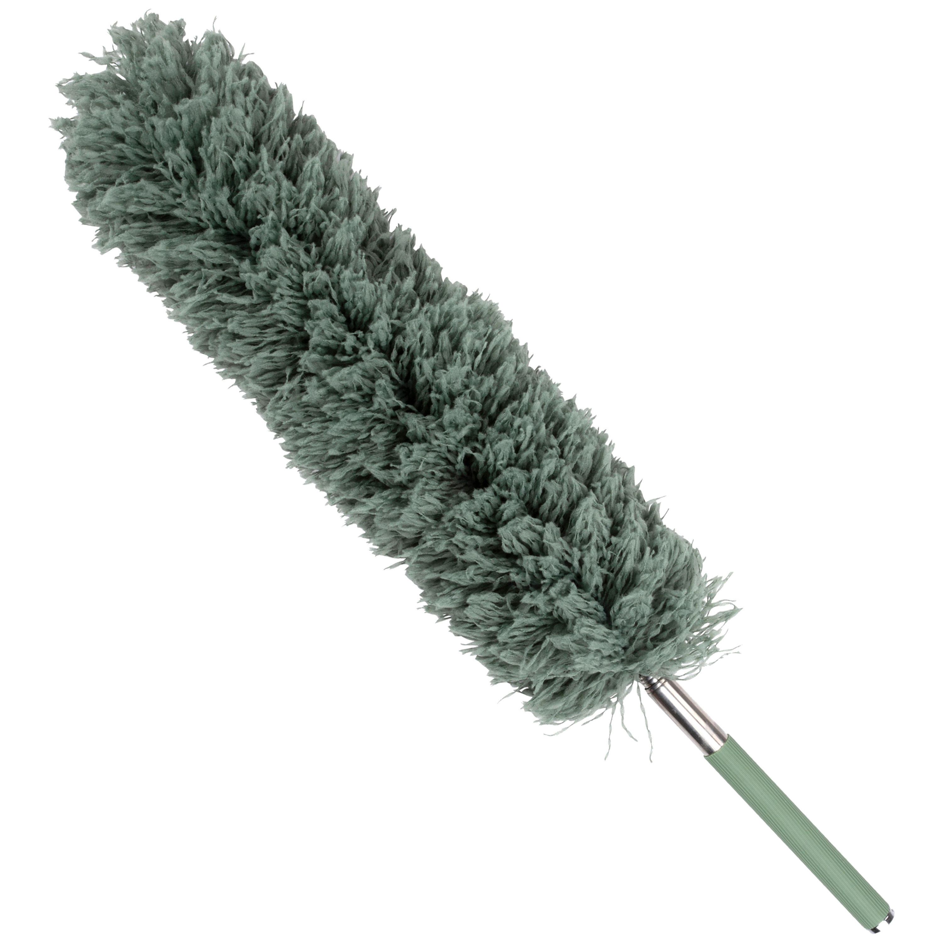Plumeau/duster XL - uitschuifbaar - synthetisch - groen/grijs - 55-142 cm -