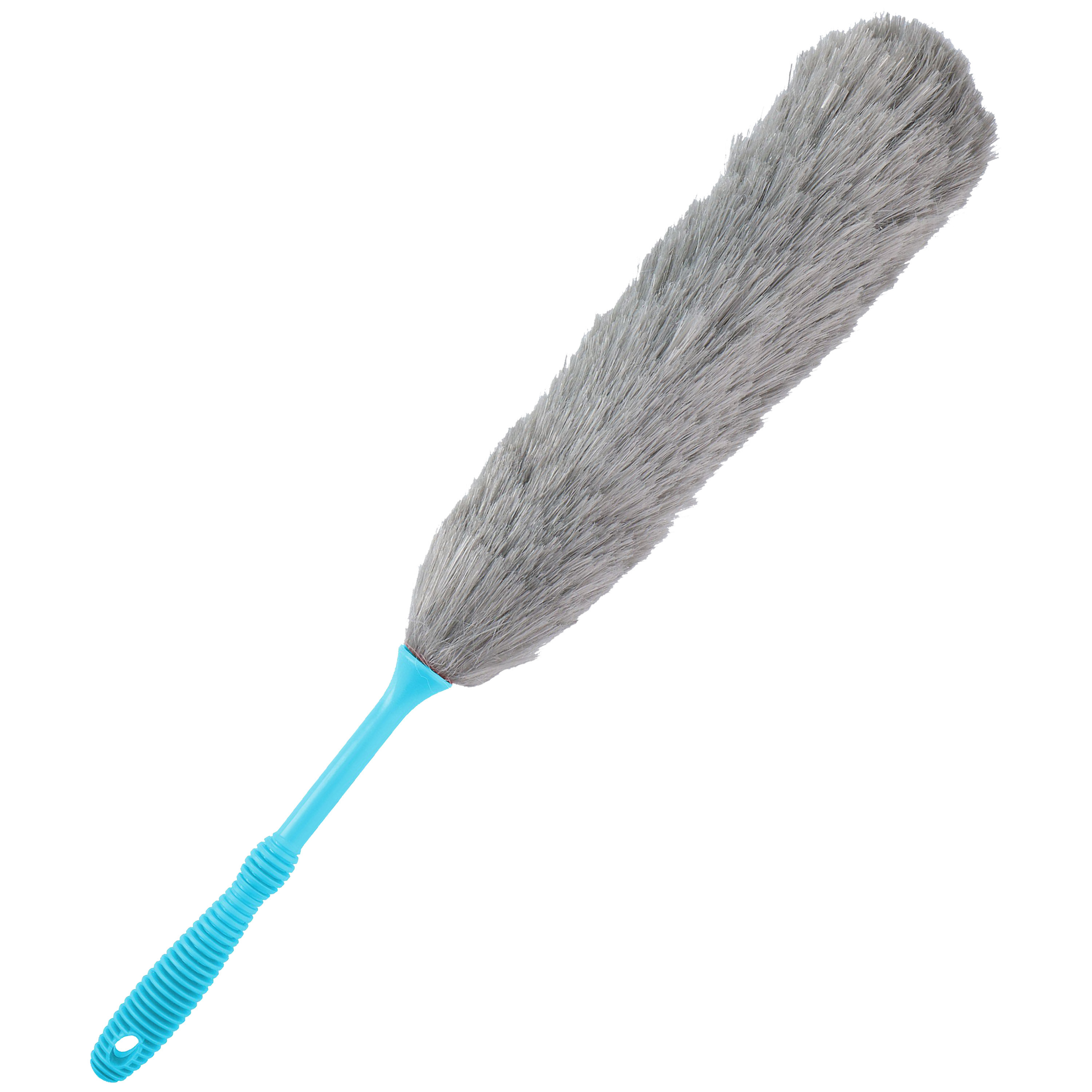 Plumeau/duster - synthetisch - blauw/grijs - 59 cm - stoffer/ragebol -